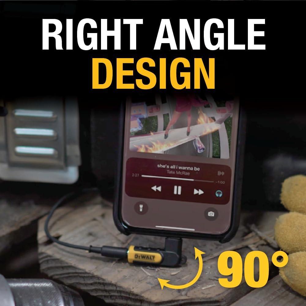 Adaptador DEWALT 3.5mm a Lightning 90° para iPhone