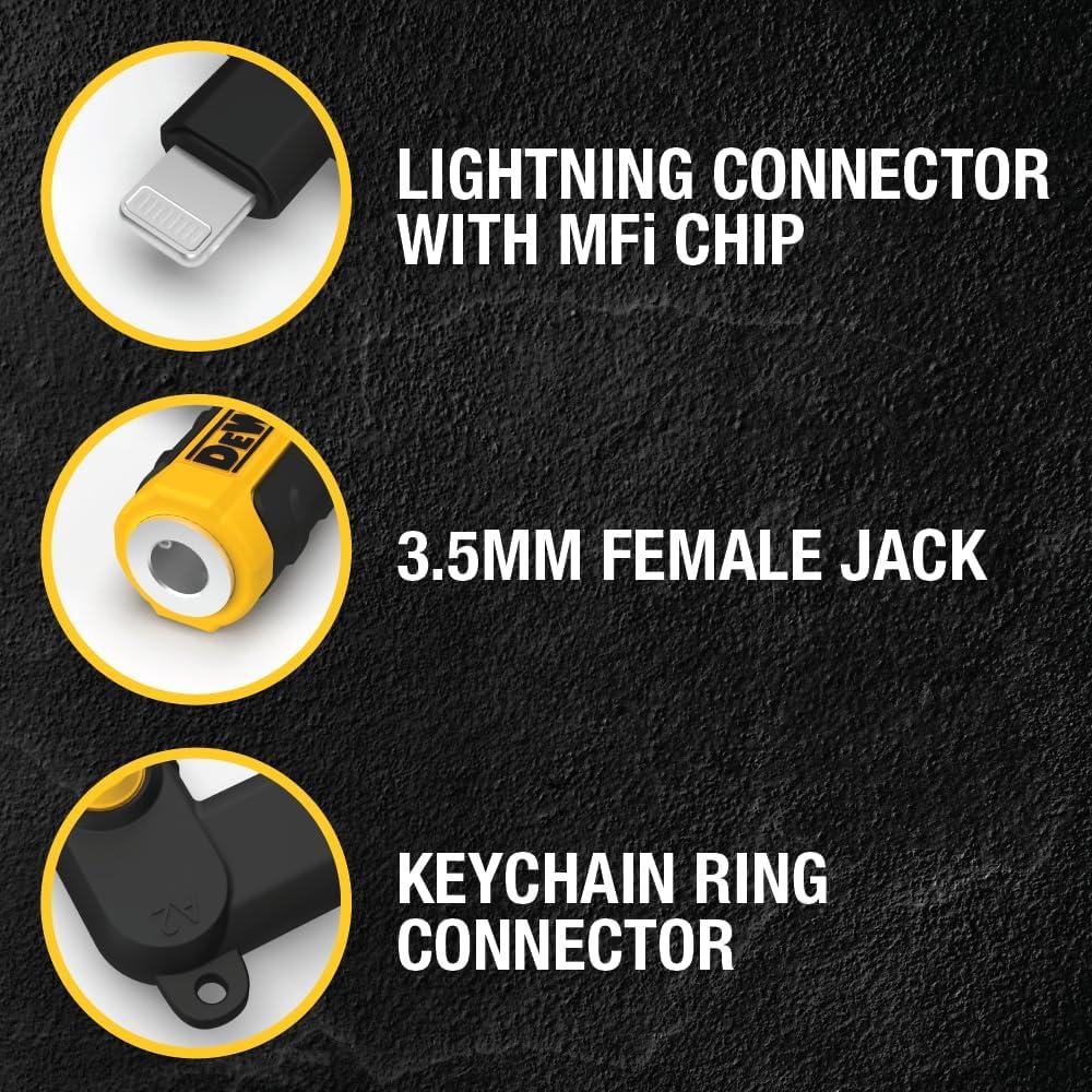 Adaptador DEWALT 3.5mm a Lightning 90° para iPhone