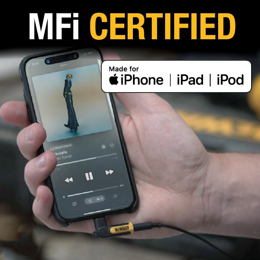 Adaptador DEWALT 3.5mm a Lightning 90° para iPhone
