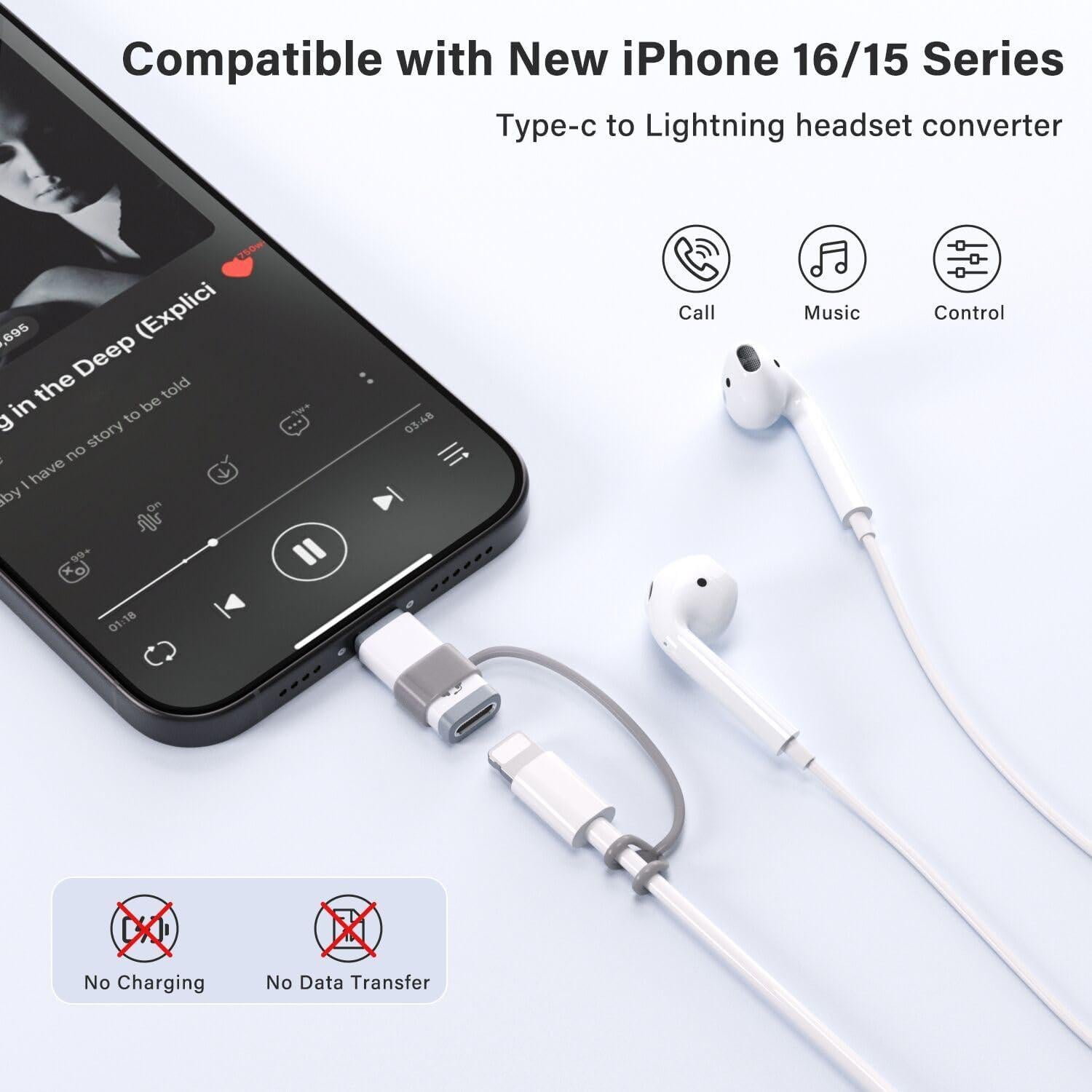 Adaptador de Audio USB-C a Lightning Mxcudu - Compatible iPhone 16/15