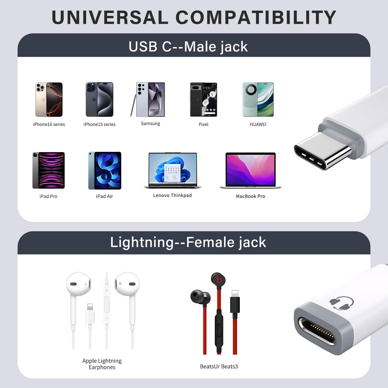 Adaptador de Audio USB-C a Lightning Mxcudu - Compatible iPhone 16/15