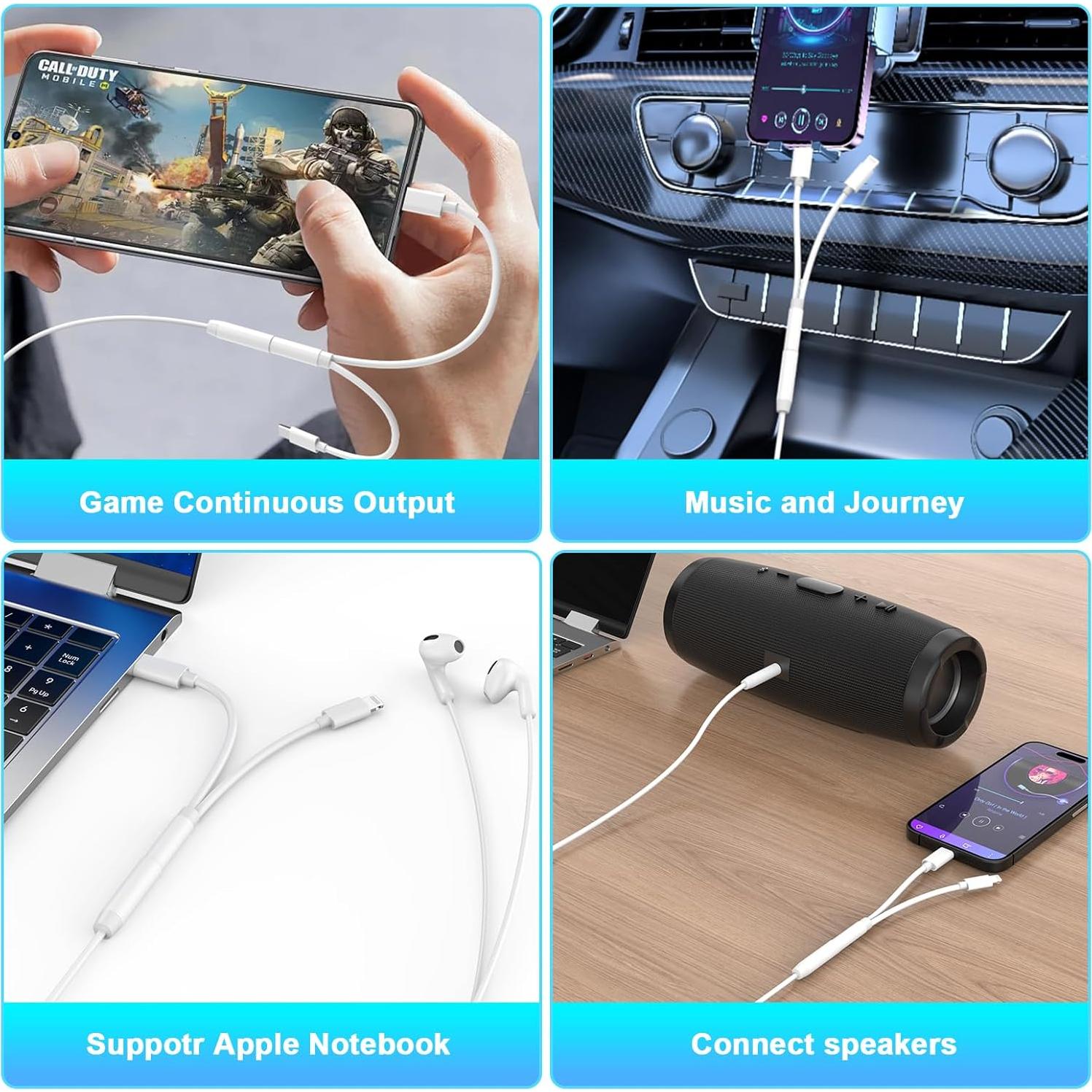 Adaptador de Auriculares Lightning/USB C a 3.5mm MFi para iPhone