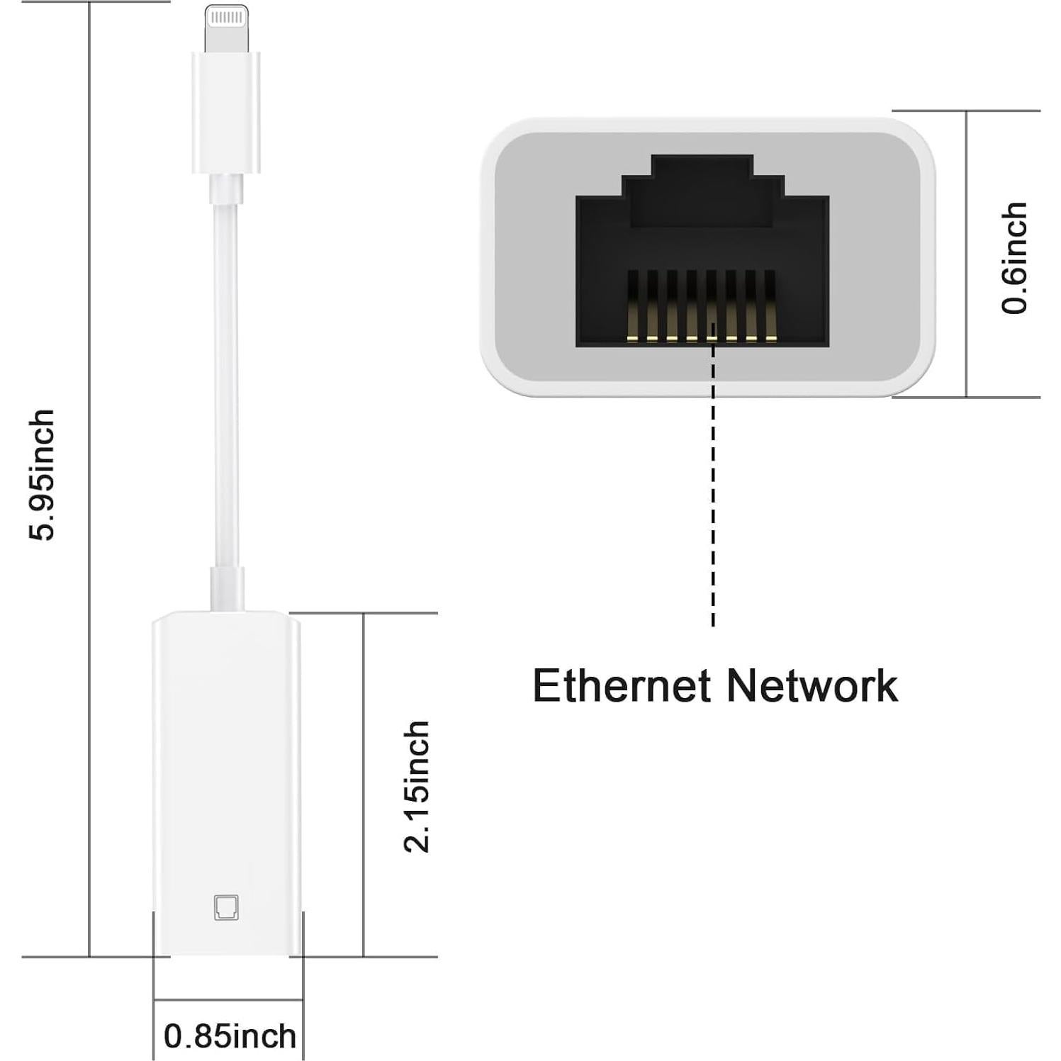 Adaptador Lightning a Ethernet esbeecables 100Mbps Plug and Play