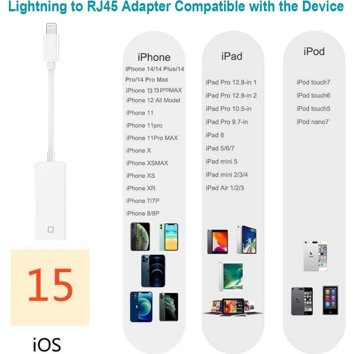 Adaptador Lightning a Ethernet esbeecables 100Mbps Plug and Play