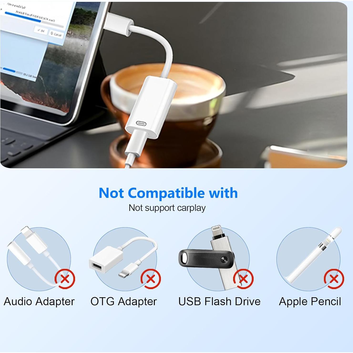 Adaptador Denlane Lightning a USB C para Auriculares - Carga y Datos