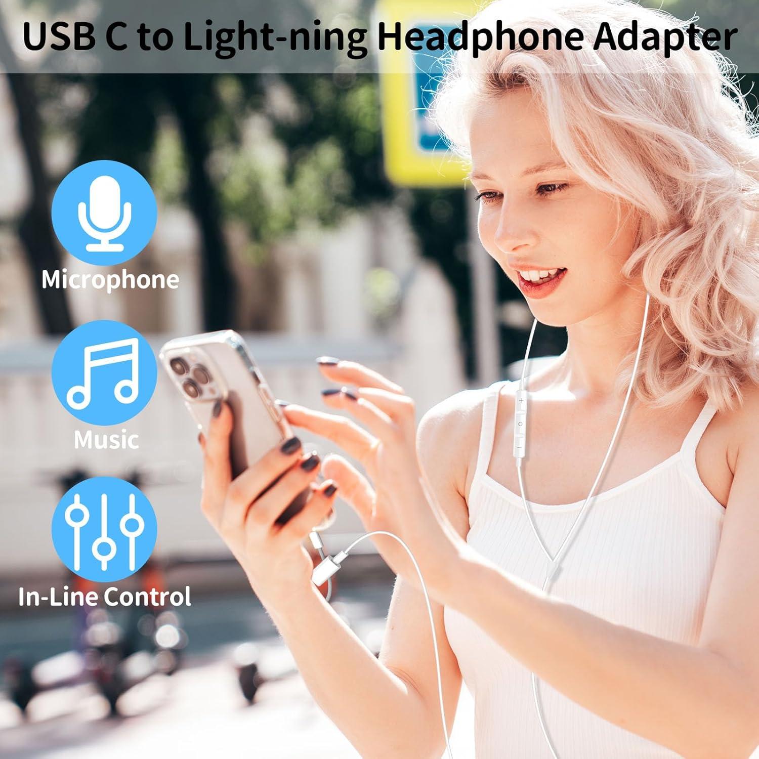 Adaptador USB-C a Lightning 3 en 1 ACAGET - Carga Rápida y Audio