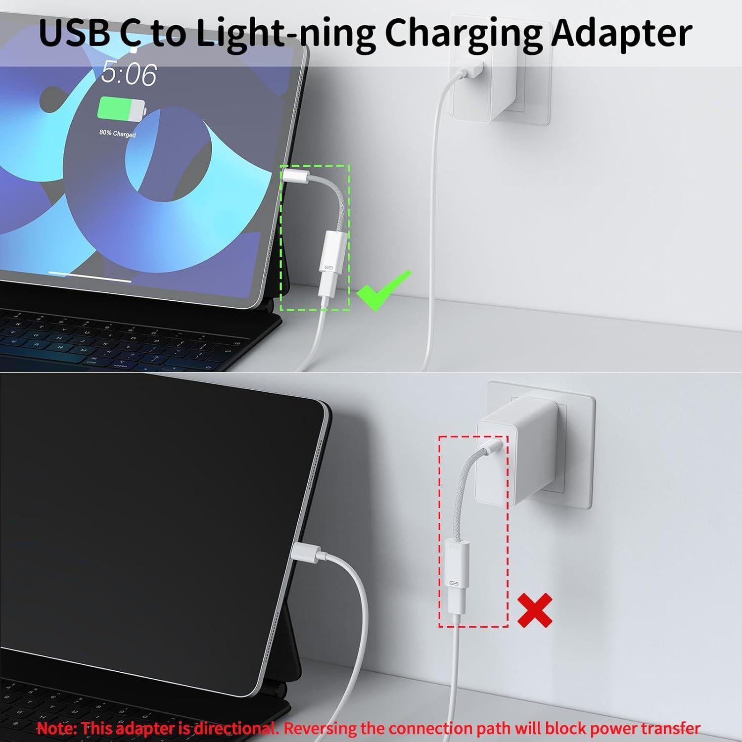 Adaptador USB-C a Lightning 3 en 1 ACAGET - Carga Rápida y Audio