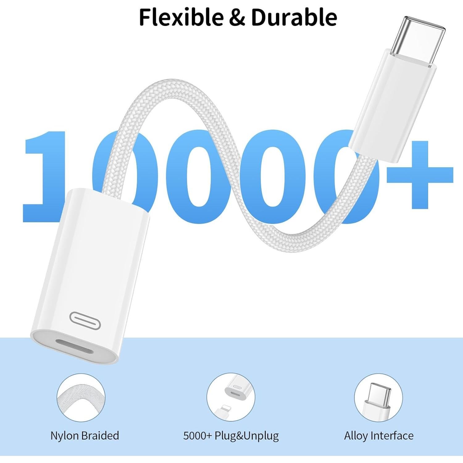 Adaptador USB-C a Lightning 3 en 1 ACAGET - Carga Rápida y Audio