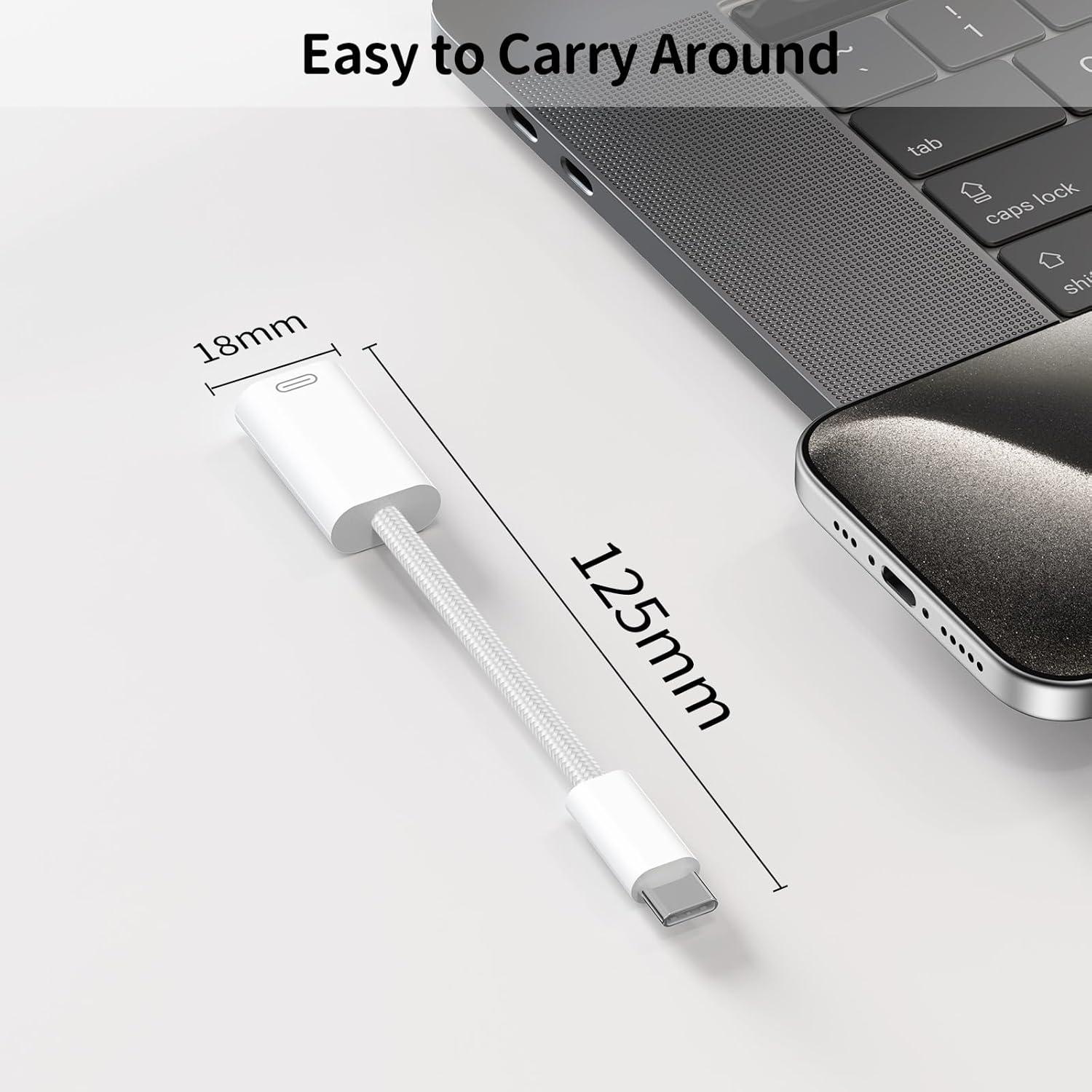 Adaptador USB-C a Lightning 3 en 1 ACAGET - Carga Rápida y Audio