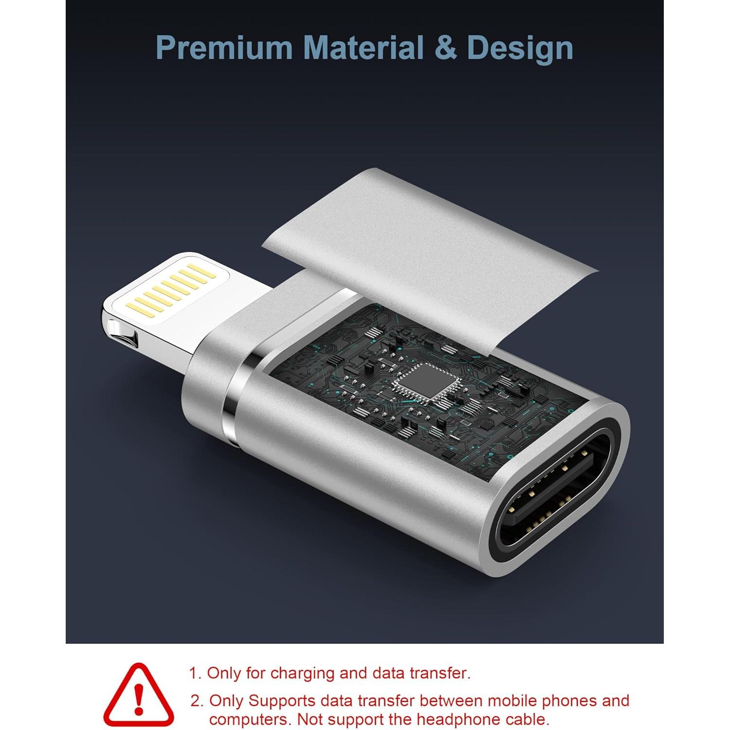 Paquete de 4 Adaptadores USB C a Lightning Apple - Carga Rápida