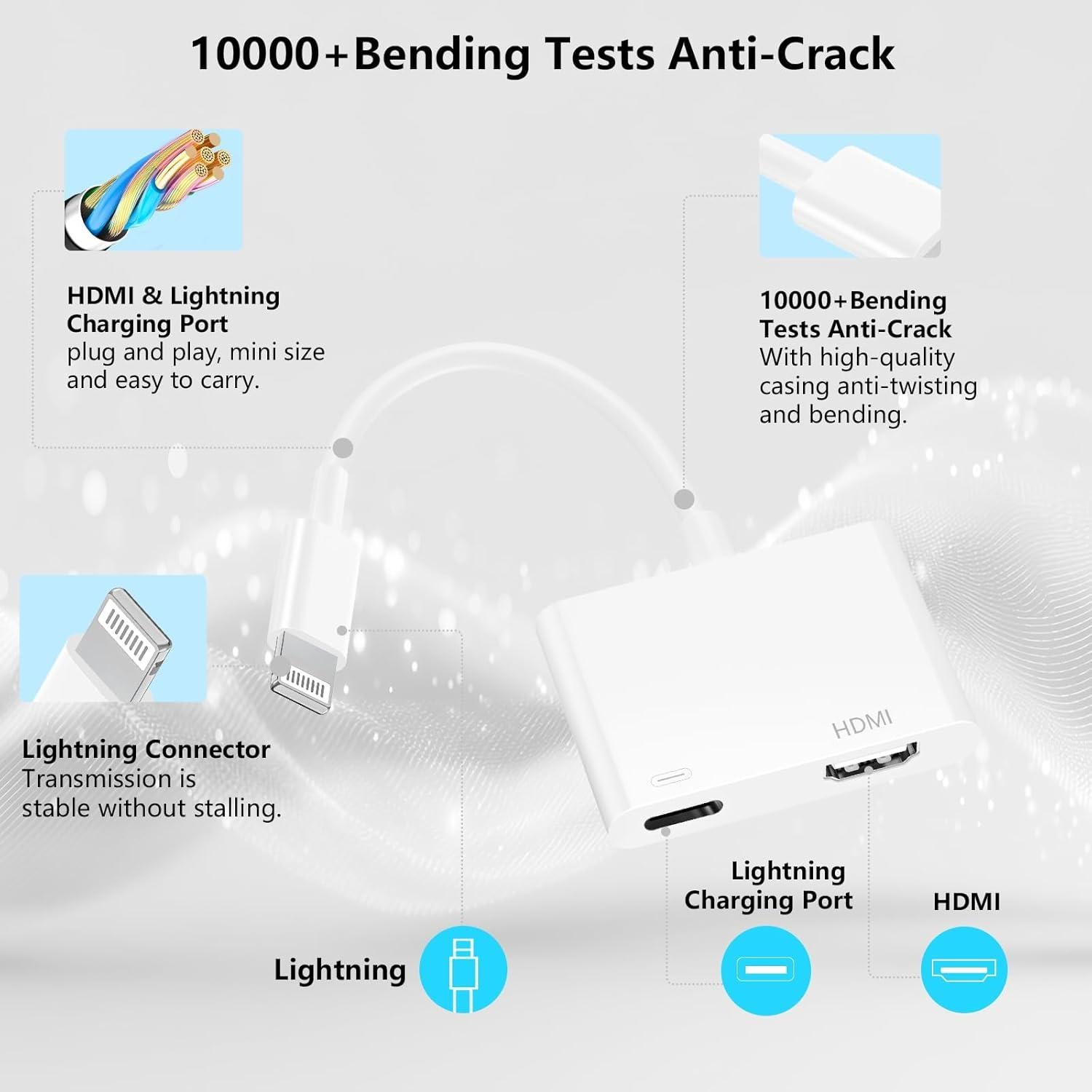 Adaptador Lightning a HDMI 1080P MFi esbeecables para iPhone/iPad