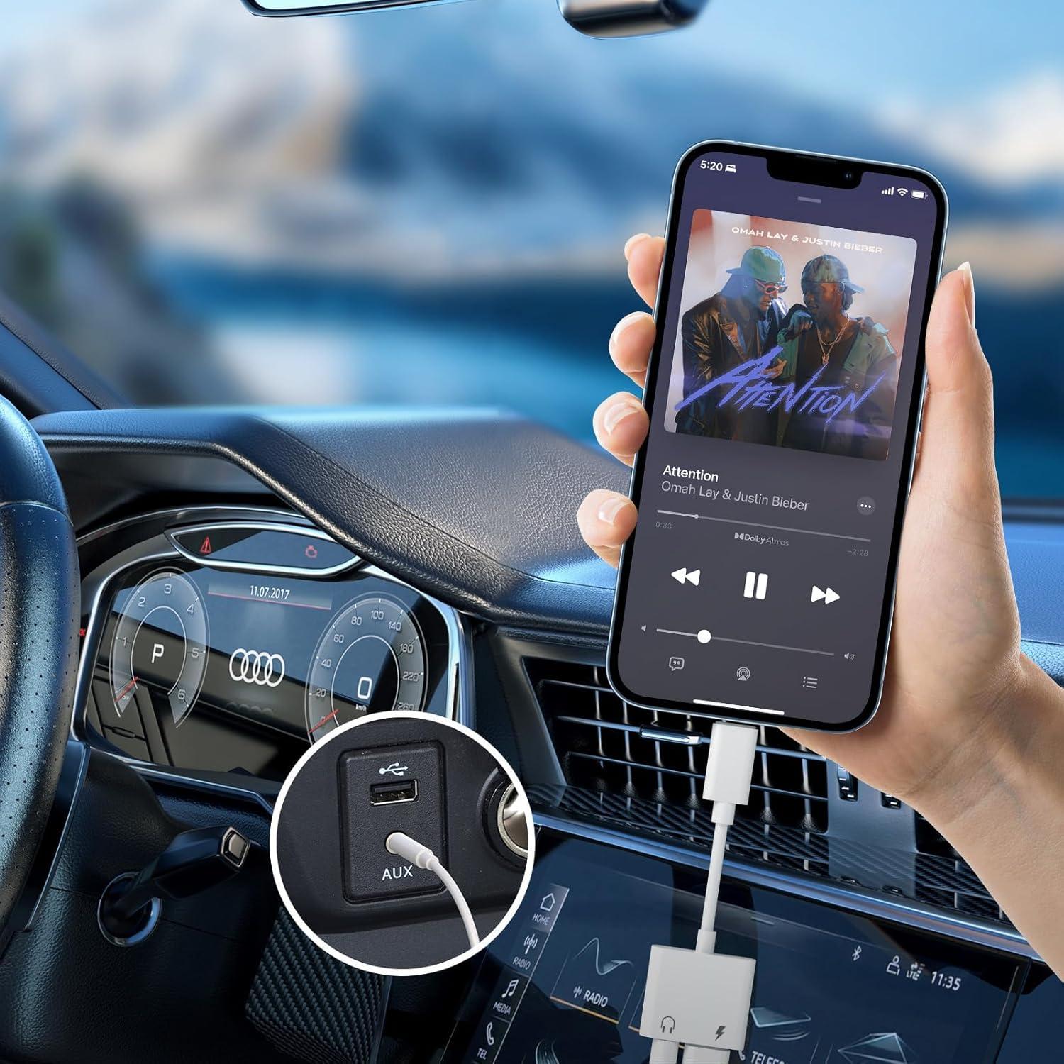 Adaptador 2 en 1 Lightning a 3.5 mm Kassdin para iPhone