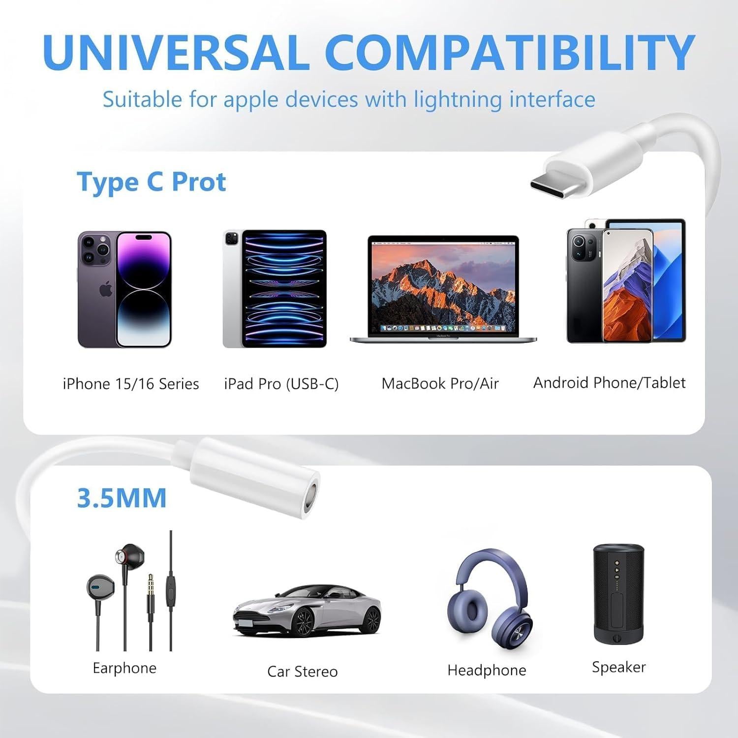 Adaptador USB C a 3.5mm Seulliya - Audio Hi-Res 2Pack