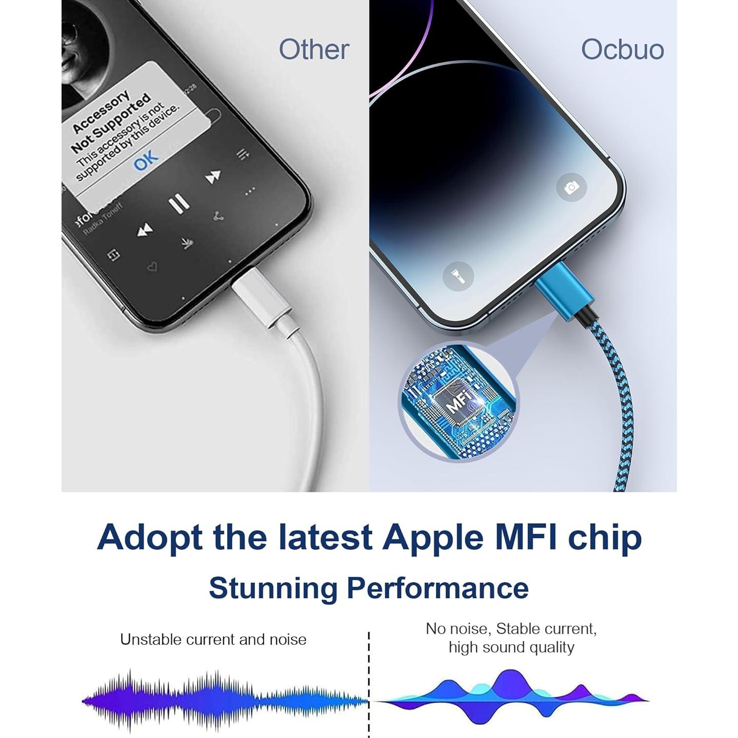 Adaptador de Auriculares Lightning a 3.5mm Ocbuo - Paquete de 3