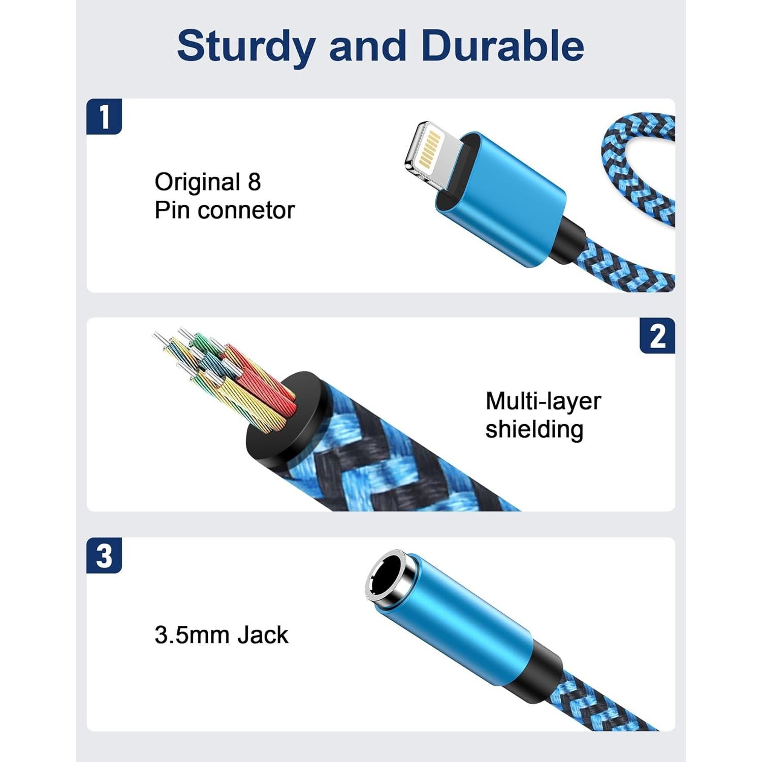 Adaptador de Auriculares Lightning a 3.5mm Ocbuo - Paquete de 3
