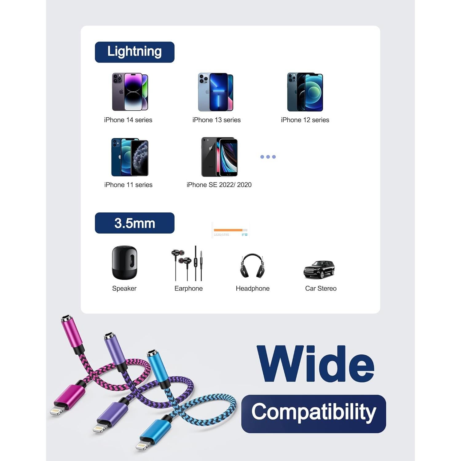 Adaptador de Auriculares Lightning a 3.5mm Ocbuo - Paquete de 3