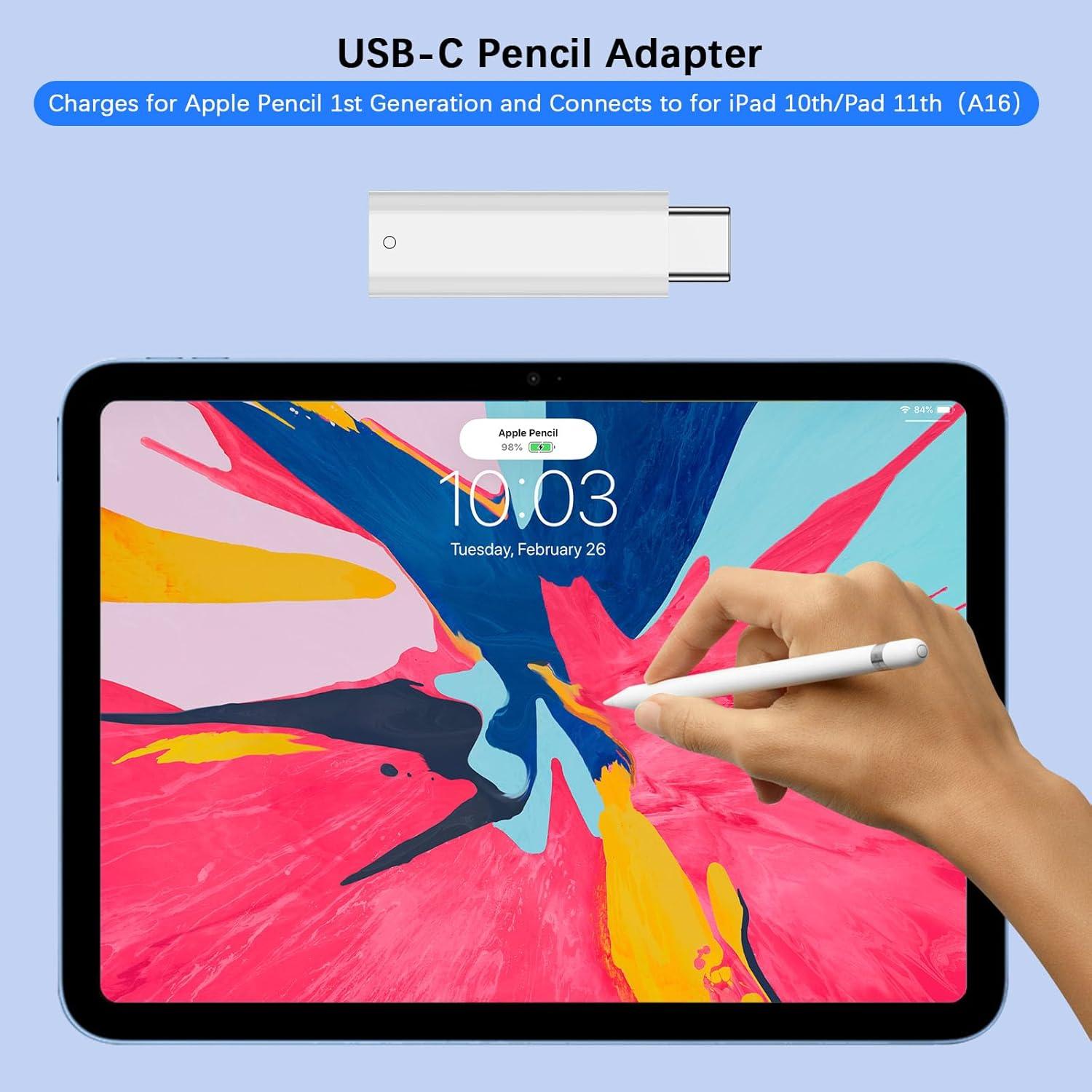 Adaptador USB-C a Apple Pencil 1ra Gen AIAUXAI Carga iPad 10/11