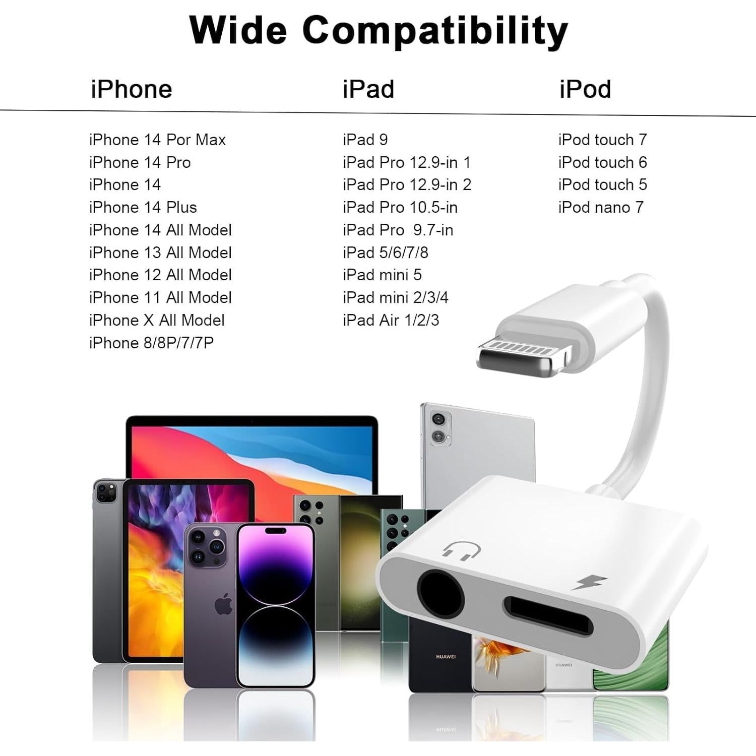 Adaptador Lightning a 3.5mm + Carga - esbeecables - 2 en 1