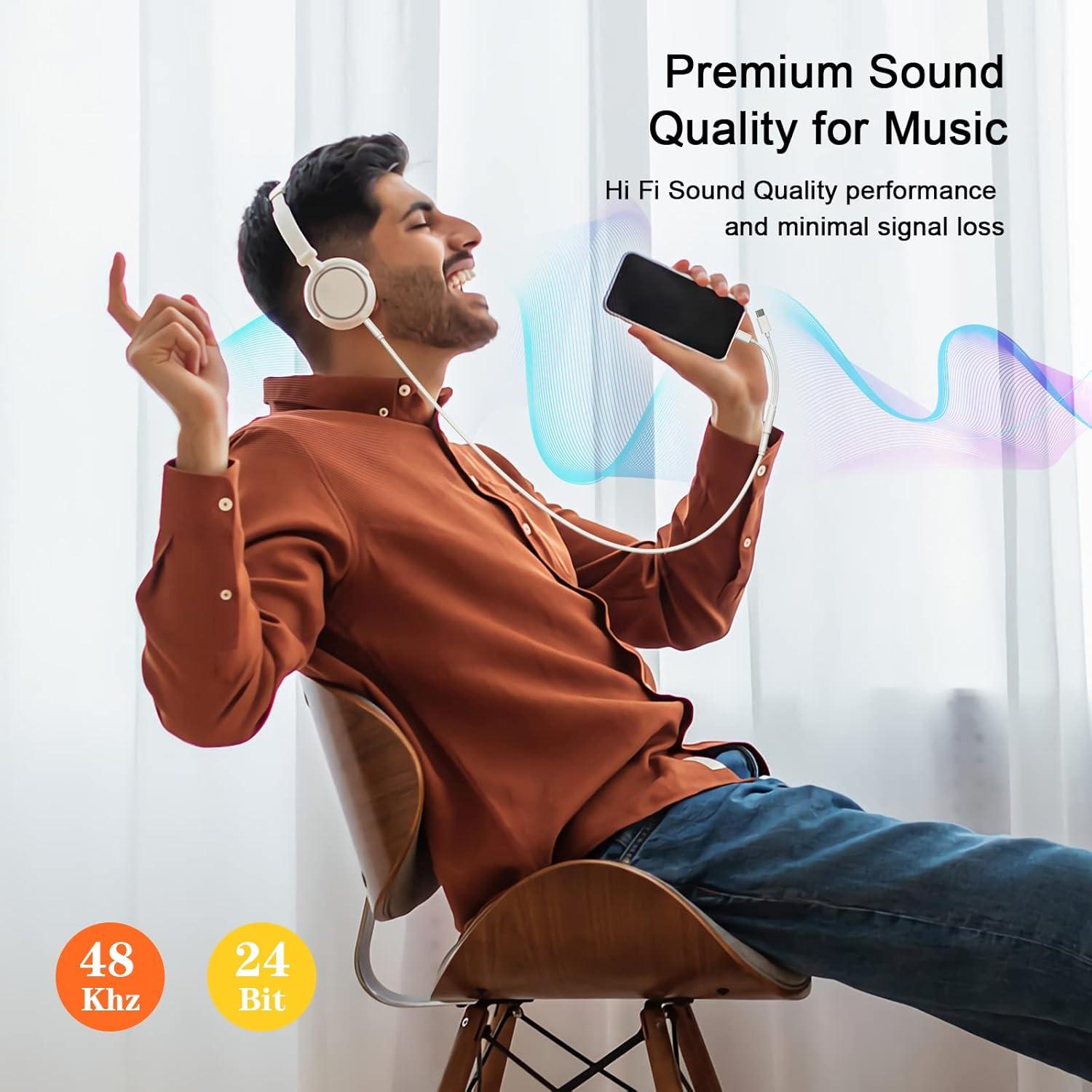 Adaptador Aux 3.5 mm Lightning y USB-C DESOFICON 2 en 1