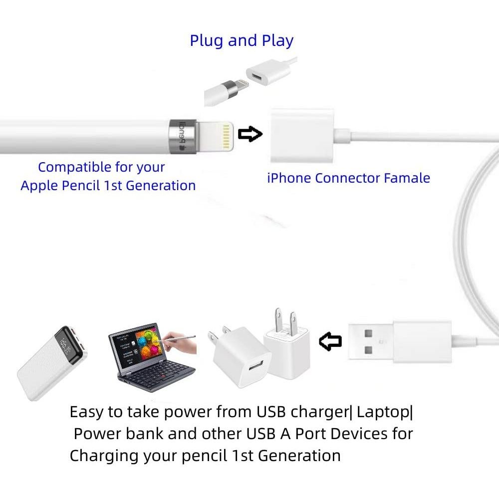 Cargador Apple Pencil 1ra Generación ONGHAON 1.0m USB A a Lightning