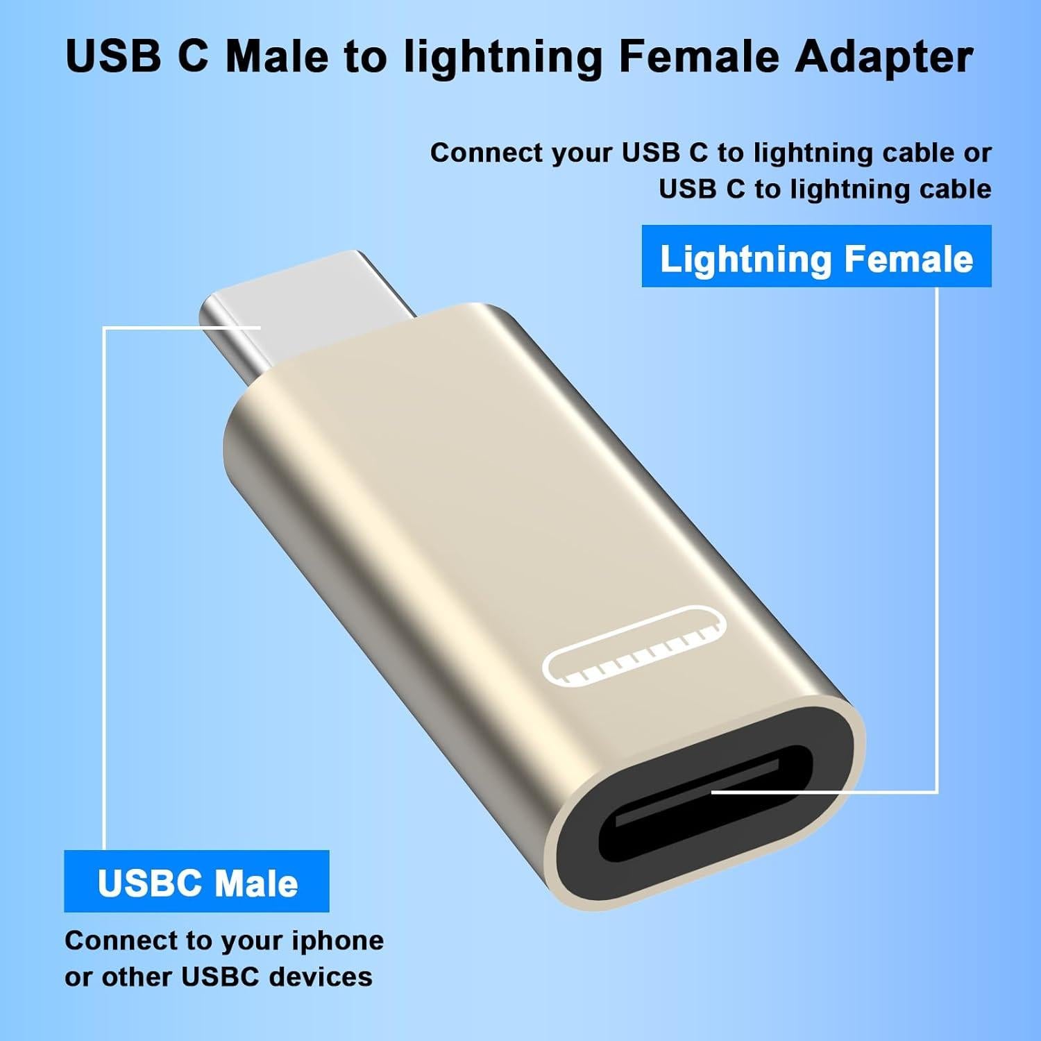 Adaptador USB C a Lightning 2 Paquete - Carga Rápida Compatible iPhone