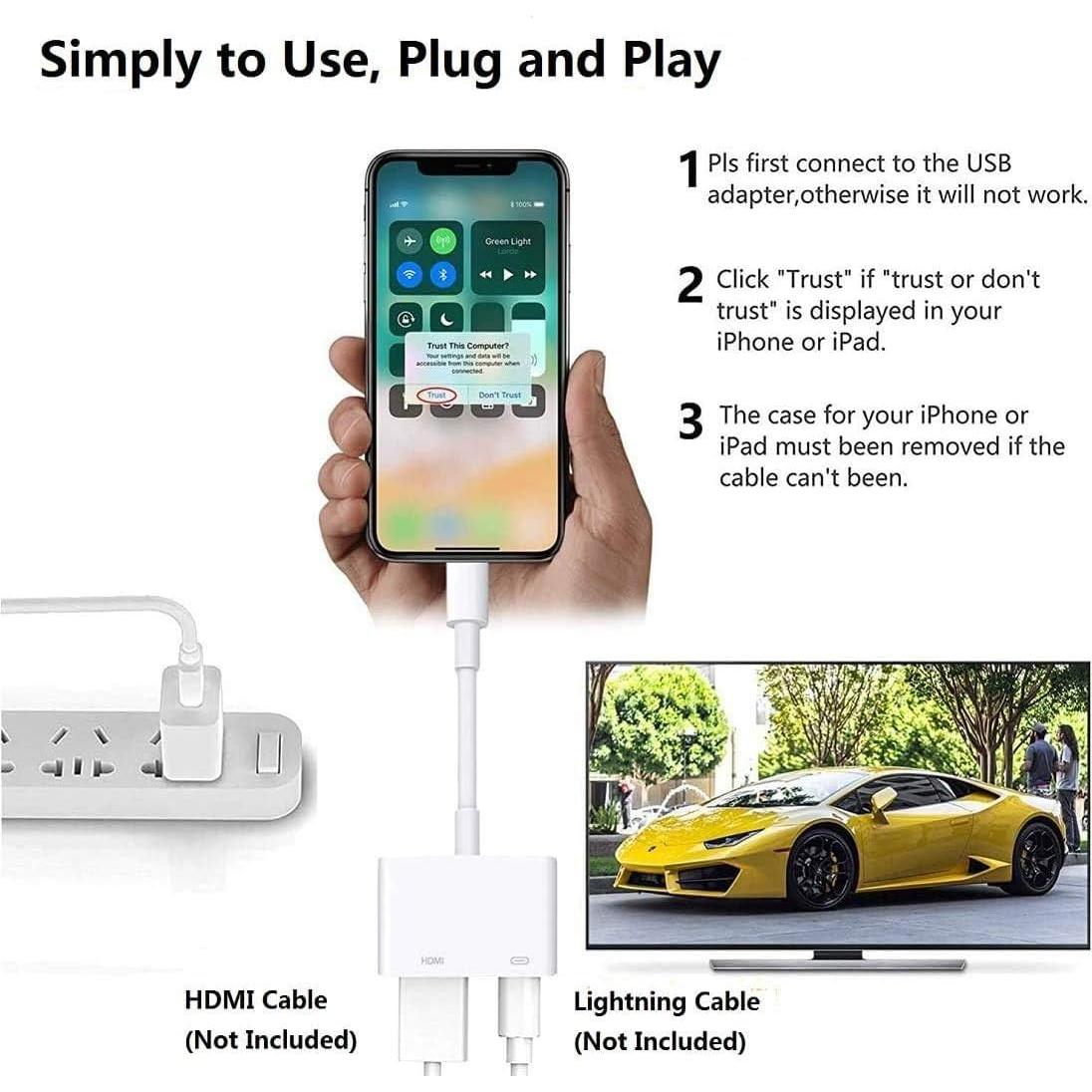 Adaptador Lightning a HDMI 1080P Apple para iPhone y iPad
