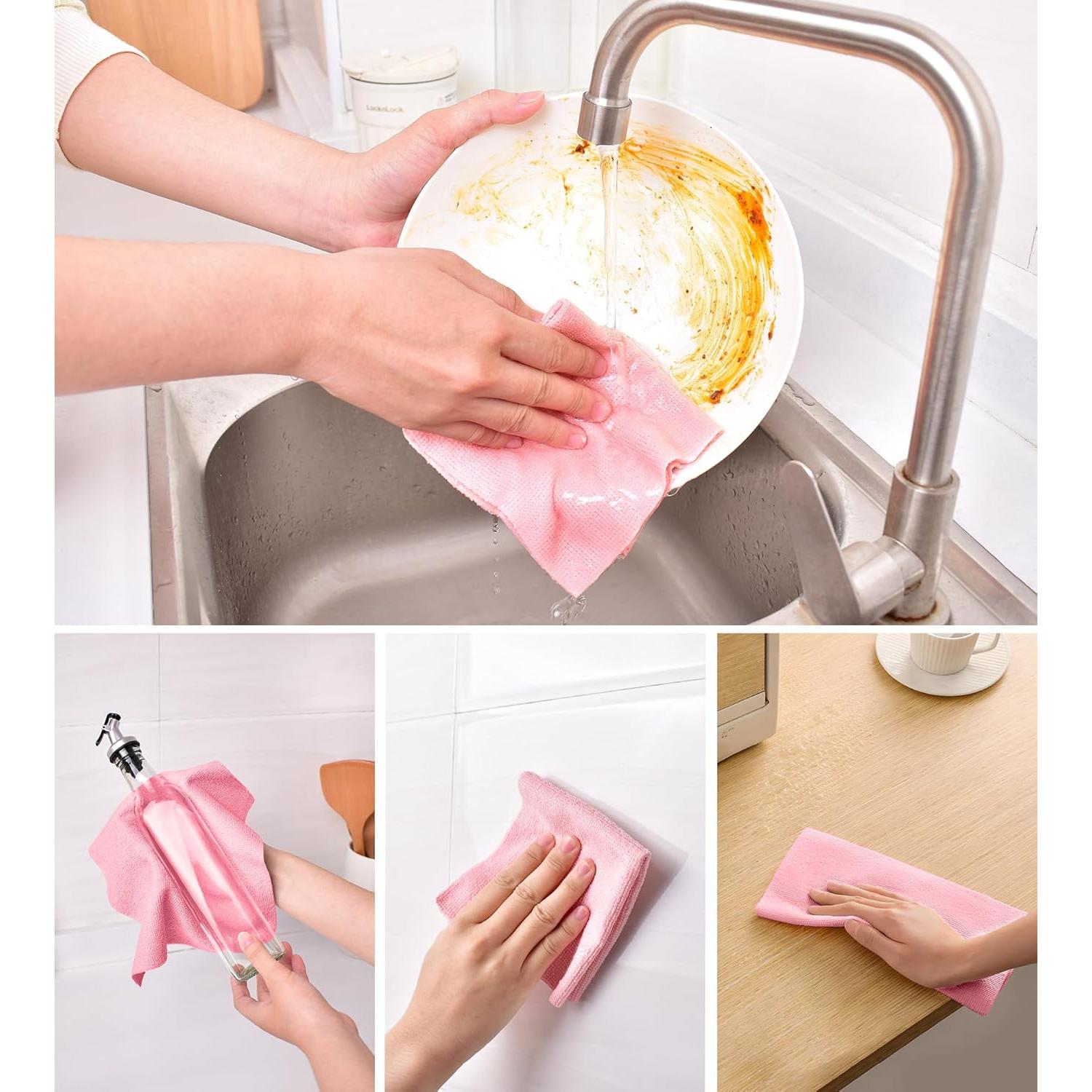 KitchLife Paños de Microfibra Reutilizables 20 Hojas Rosa