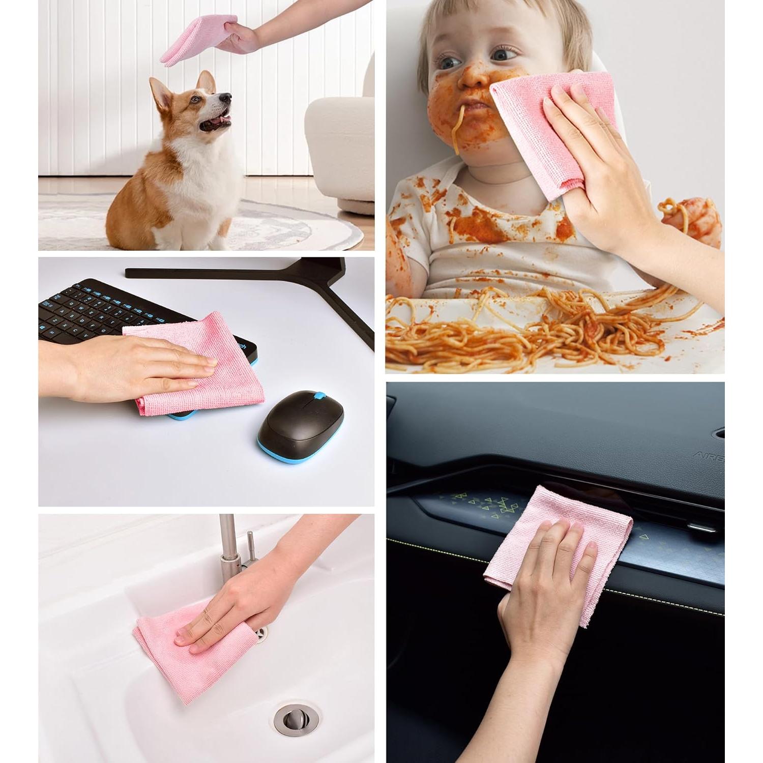 KitchLife Paños de Microfibra Reutilizables 20 Hojas Rosa