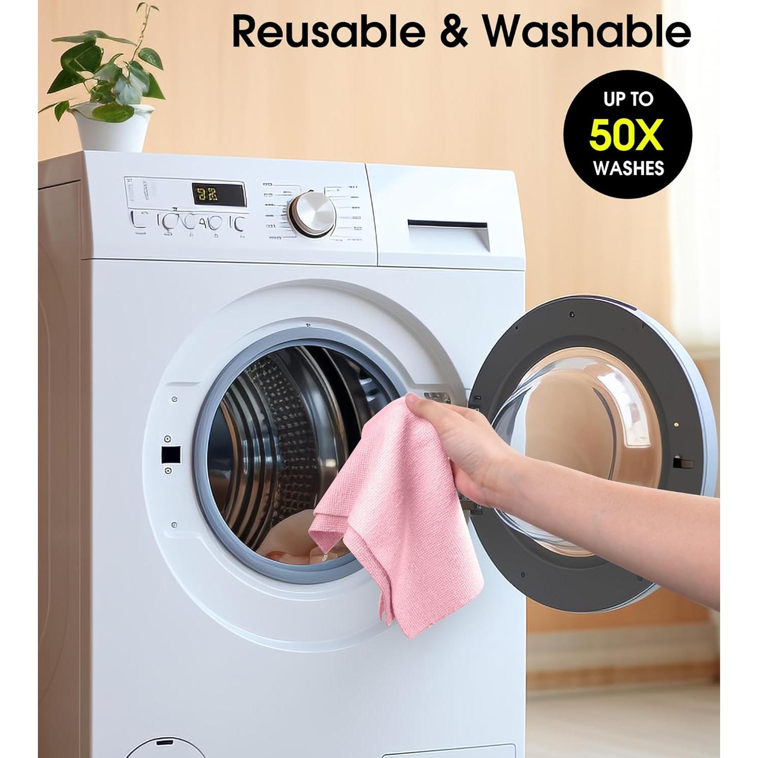 KitchLife Paños de Microfibra Reutilizables 20 Hojas Rosa