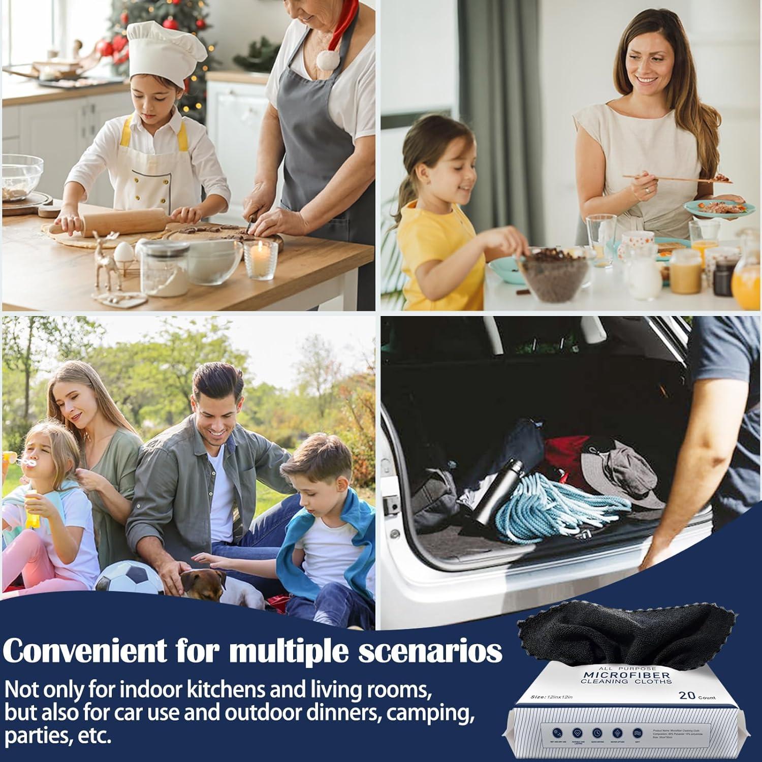 Paquete de 40 Paños de Microfibra Negras MRD's Home 30x30 cm