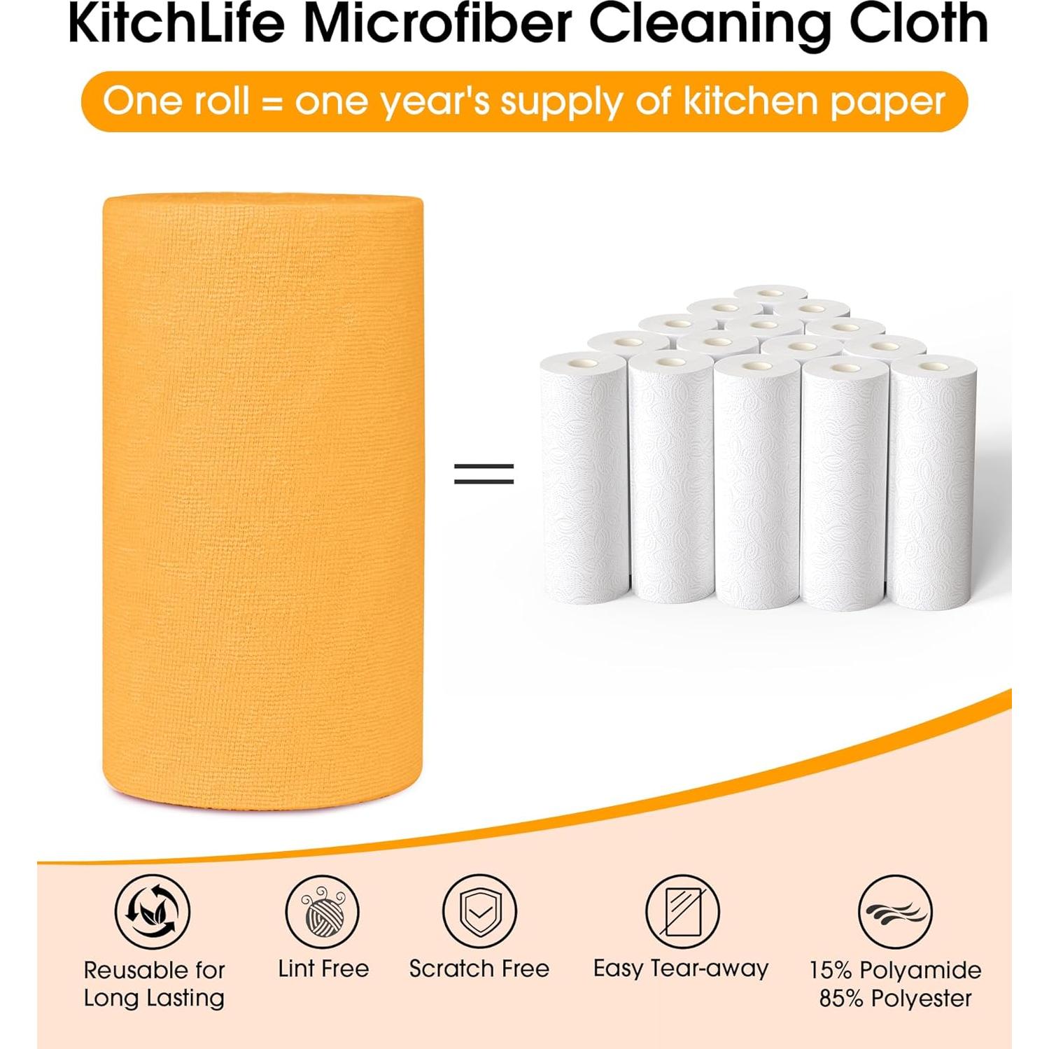 Rollo de Toallas de Microfibra KitchLife 100 Hojas Amarillo