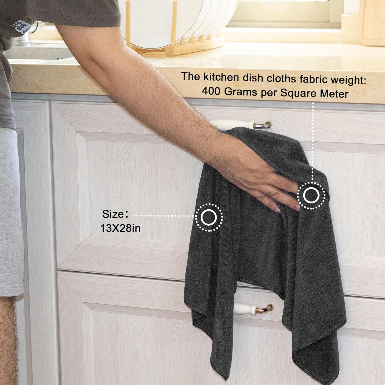 Toallas de Cocina Kimteny 33x71 cm 400 GSM 6 Paquete Gris