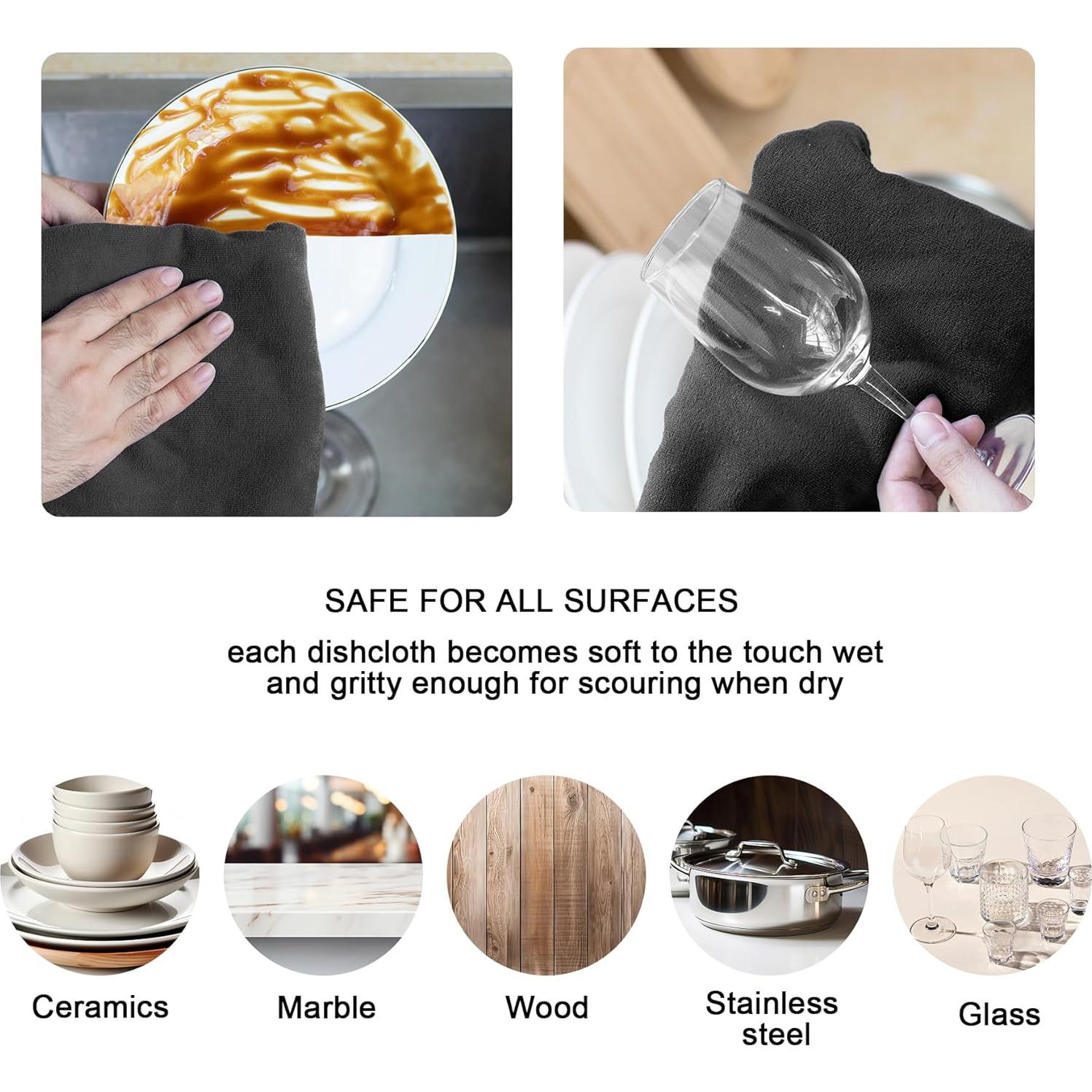 Toallas de Cocina Kimteny 33x71 cm 400 GSM 6 Paquete Gris