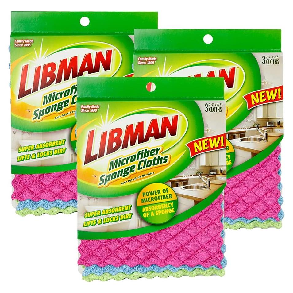 Paños de Esponja de Microfibra Libman 1482 - 9 Paños Lavables