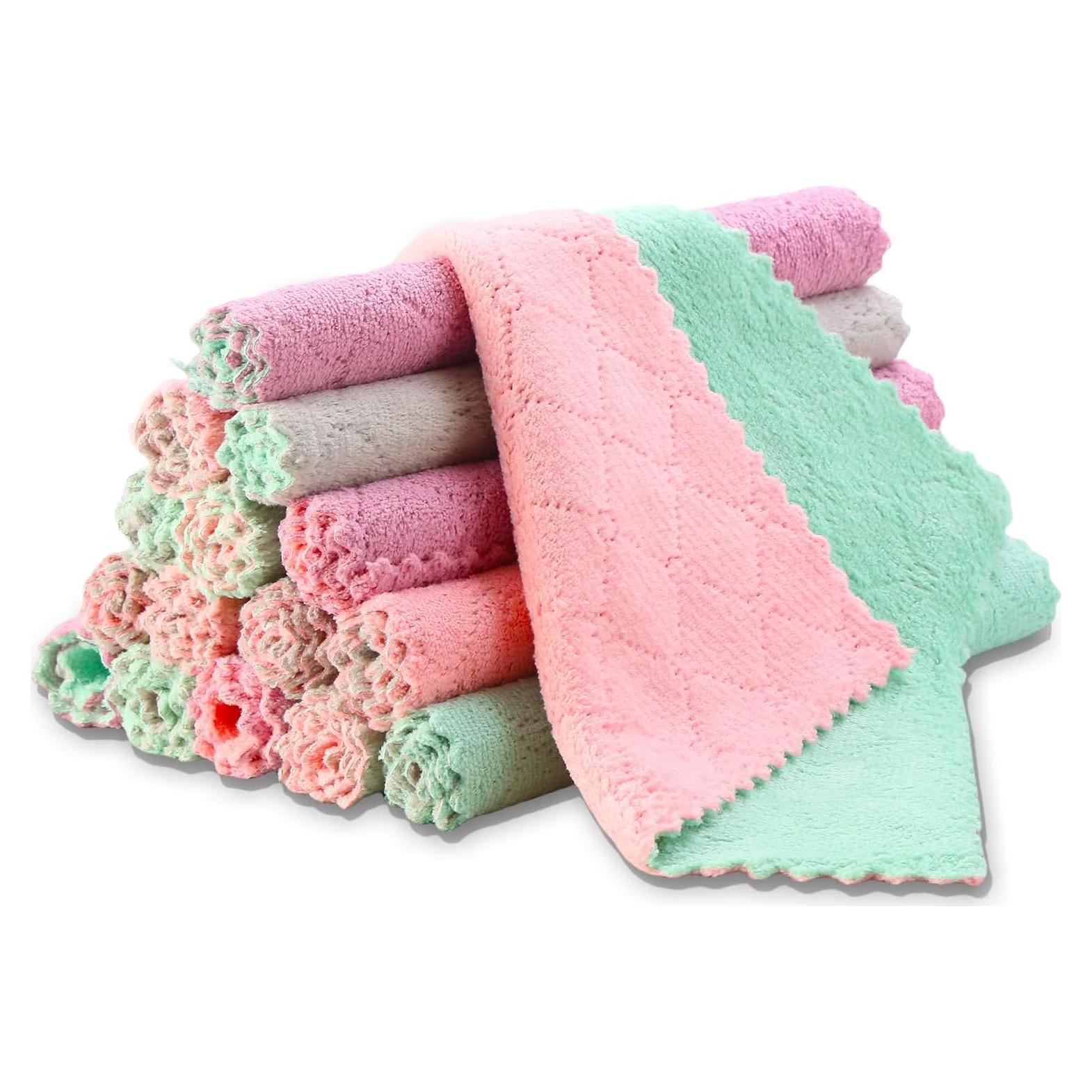 Paquete de 12 Toallas de Cocina IZYUF Microfibra 25.4x25.4 cm