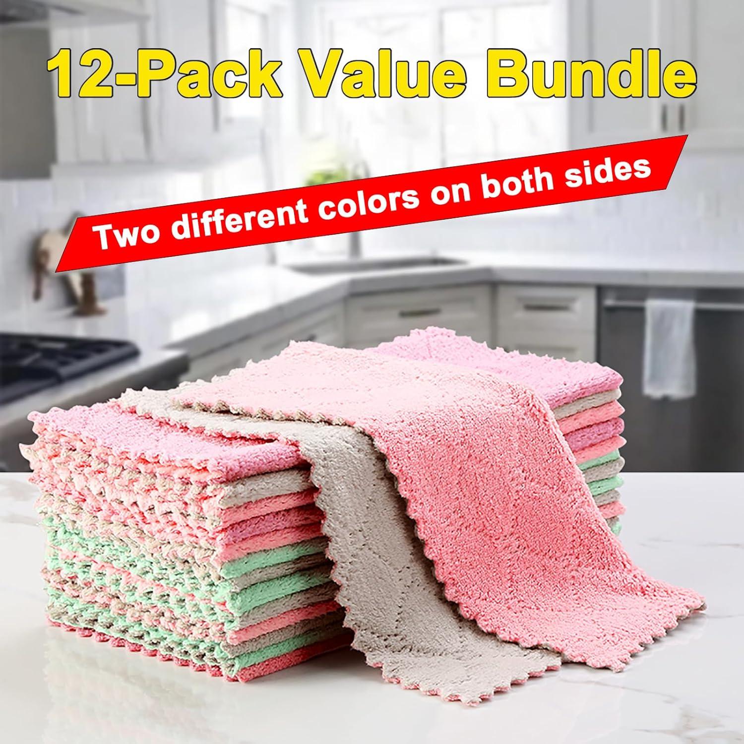 Paquete de 12 Toallas de Cocina IZYUF Microfibra 25.4x25.4 cm