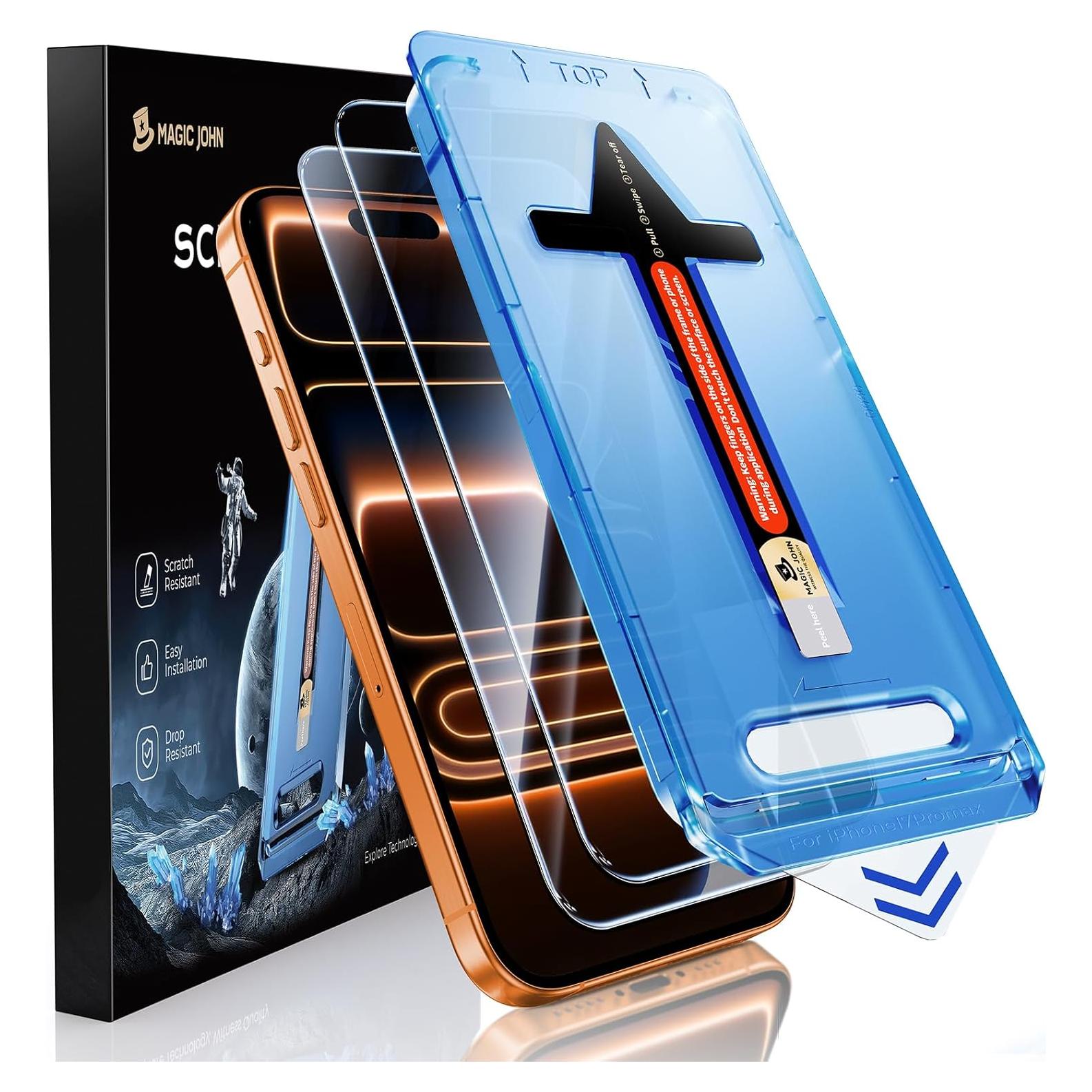 Protector de Pantalla Vidrio Templado MAGIC JOHN para iPhone 17 Pro Max 6.9" - Paquete de 2