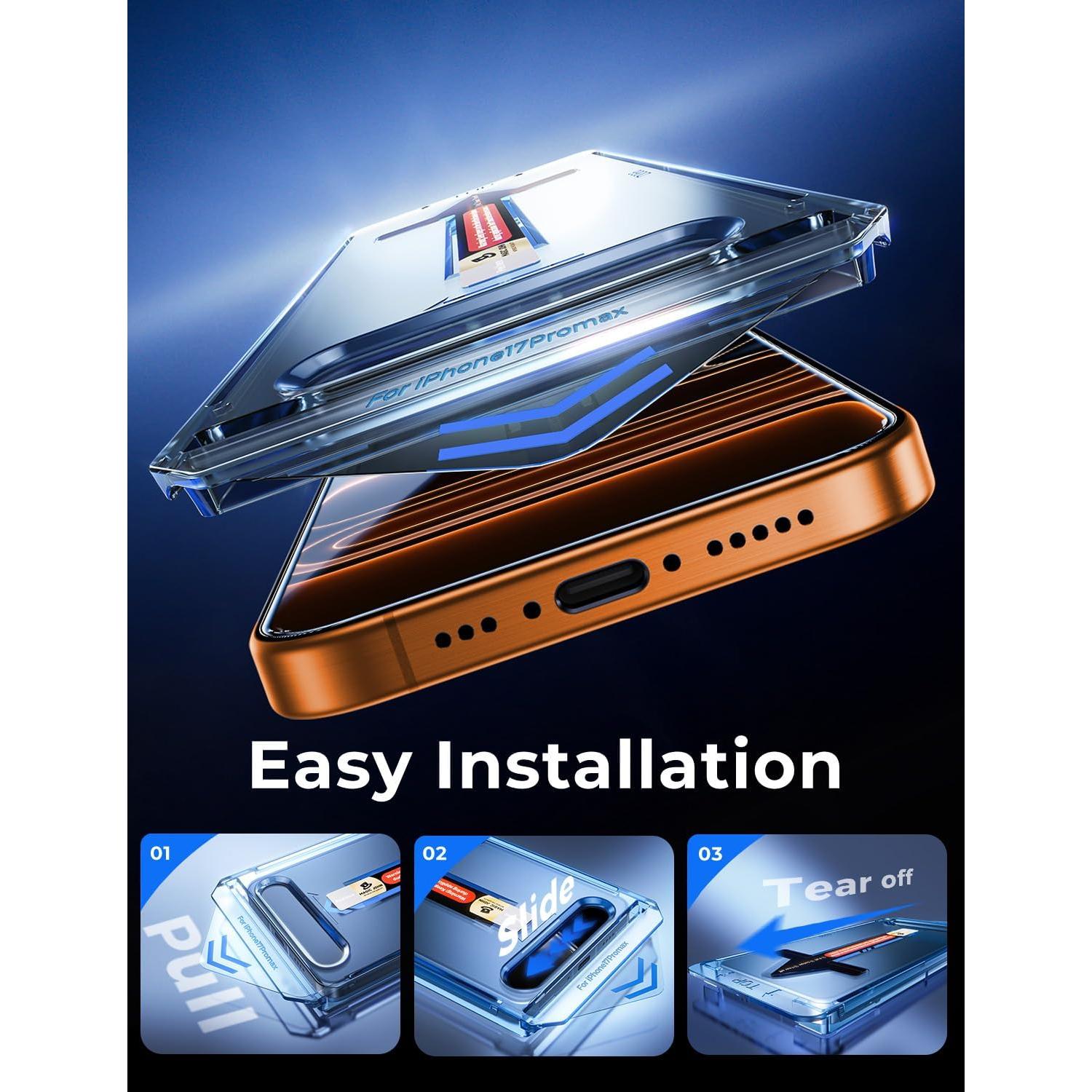 Protector de Pantalla Vidrio Templado MAGIC JOHN para iPhone 17 Pro Max 6.9" - Paquete de 2