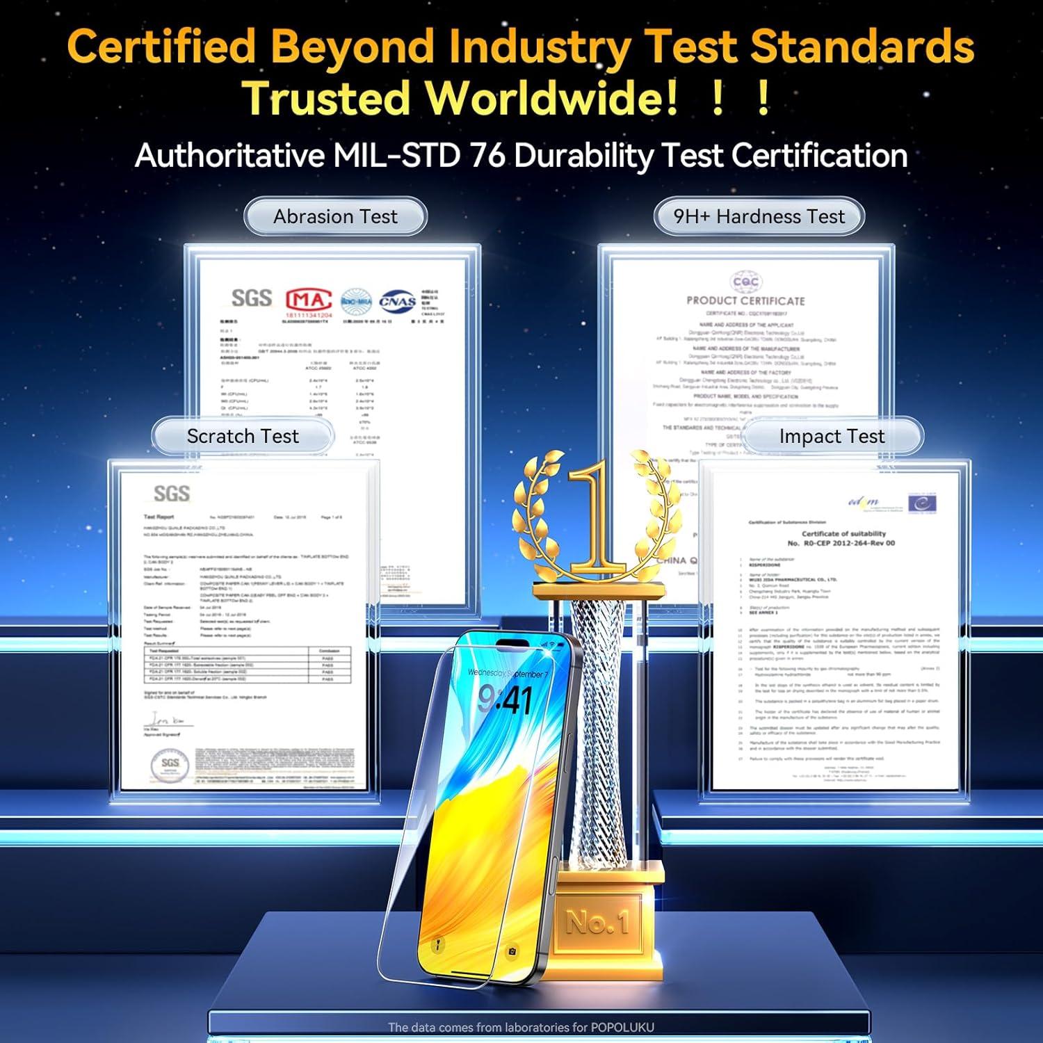 Protector de Pantalla Vidrio Templado Popoluku iPhone 17 Pro Max