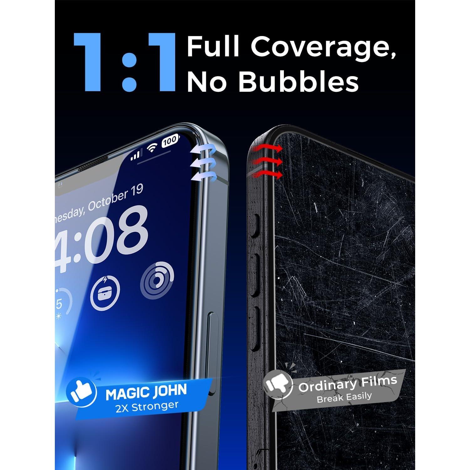 Protector de Pantalla Vidrio Templado MAGIC JOHN para iPhone 13 Pro Max/14 Plus