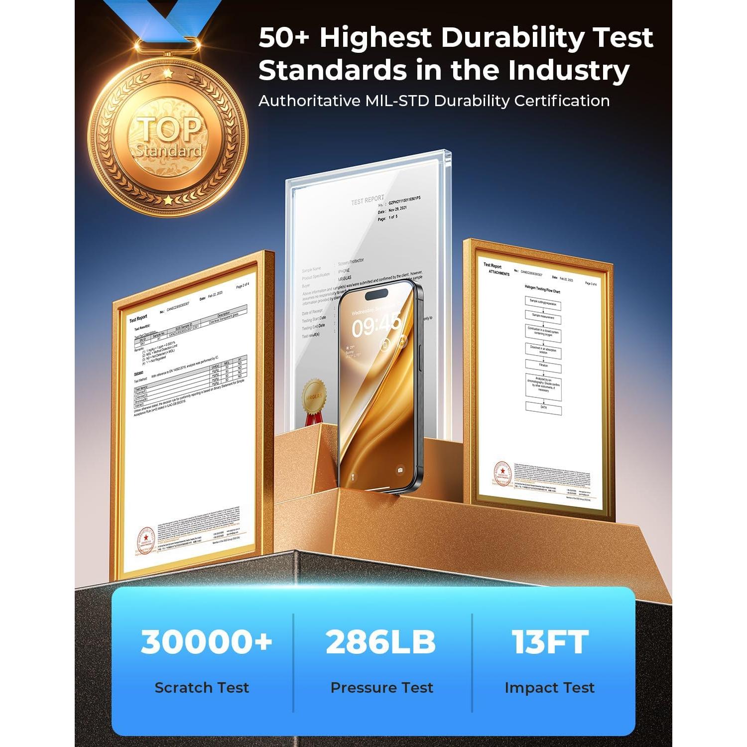 MRGLAS Protector de Pantalla Vidrio Templado 9H para iPhone 16 Pro