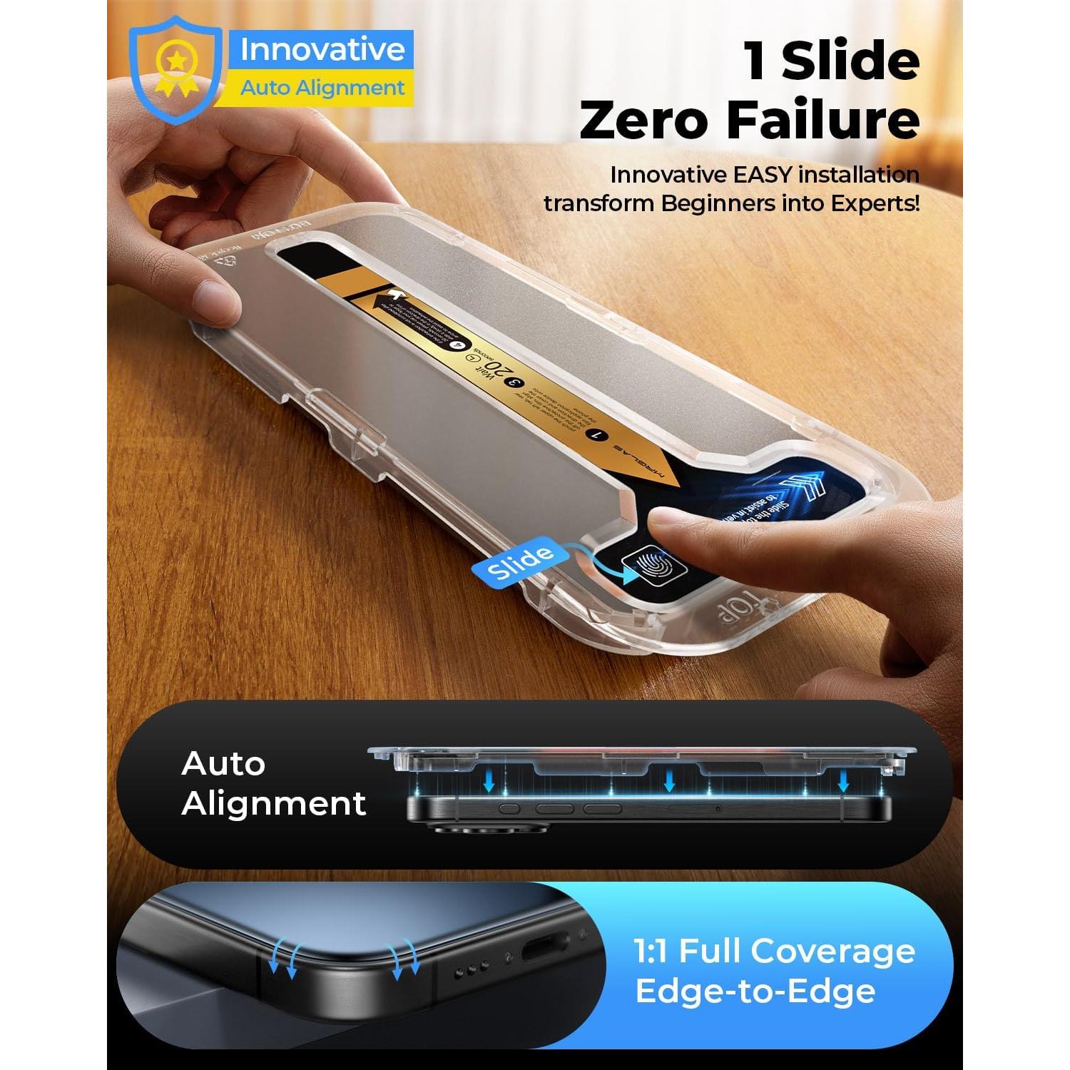 MRGLAS Protector de Pantalla Vidrio Templado 9H para iPhone 16 Pro