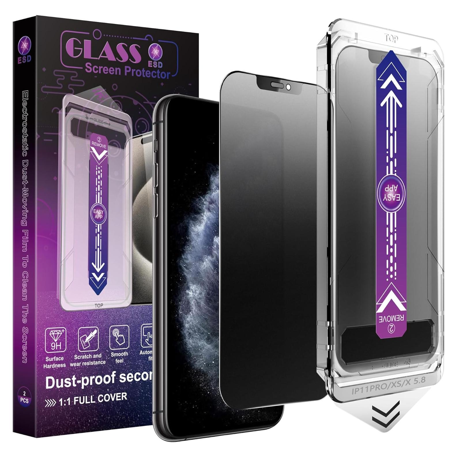 Paquete de 2 Protectores de Pantalla Mate CHRYSHA para iPhone X/XS/11 Pro