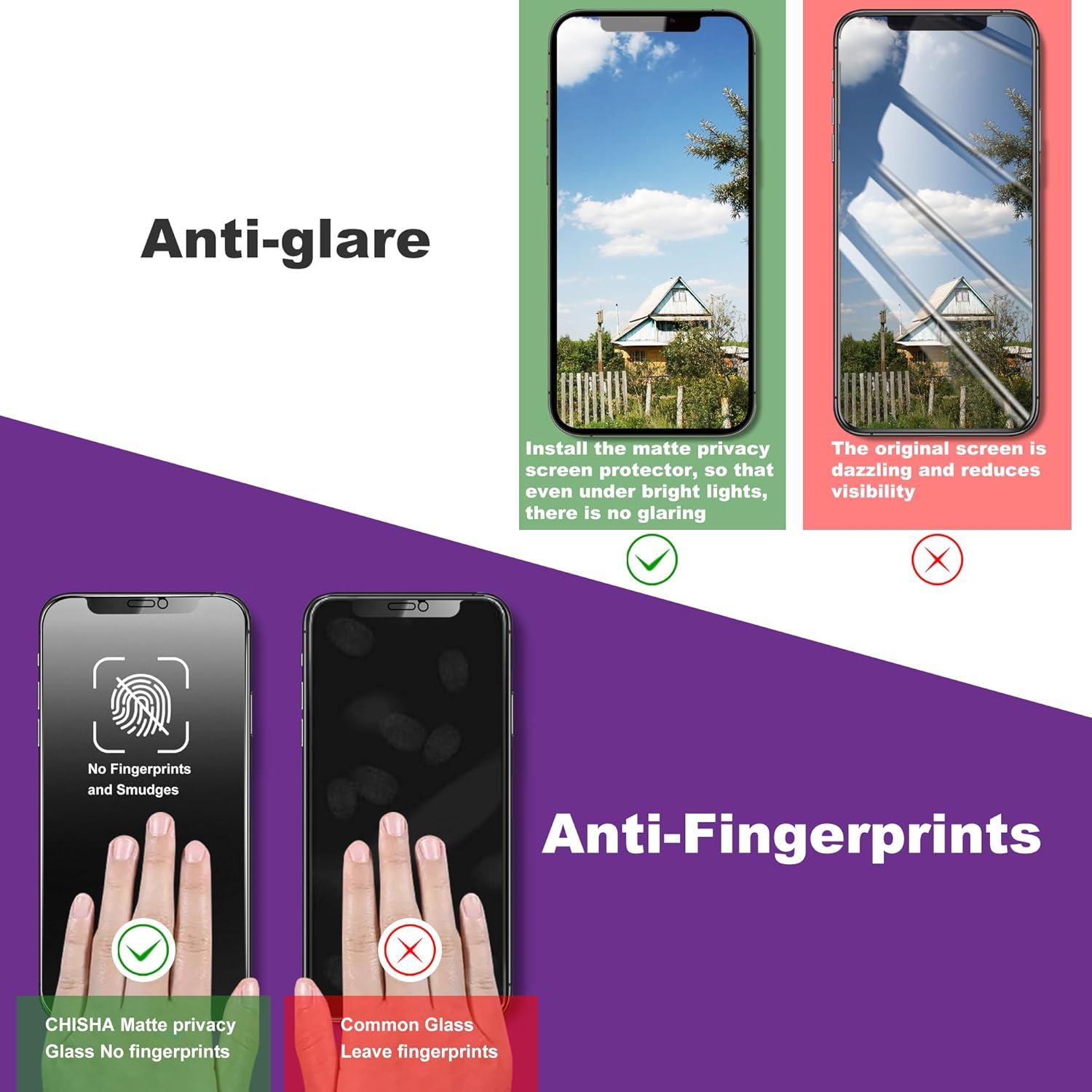 Paquete de 2 Protectores de Pantalla Mate CHRYSHA para iPhone X/XS/11 Pro