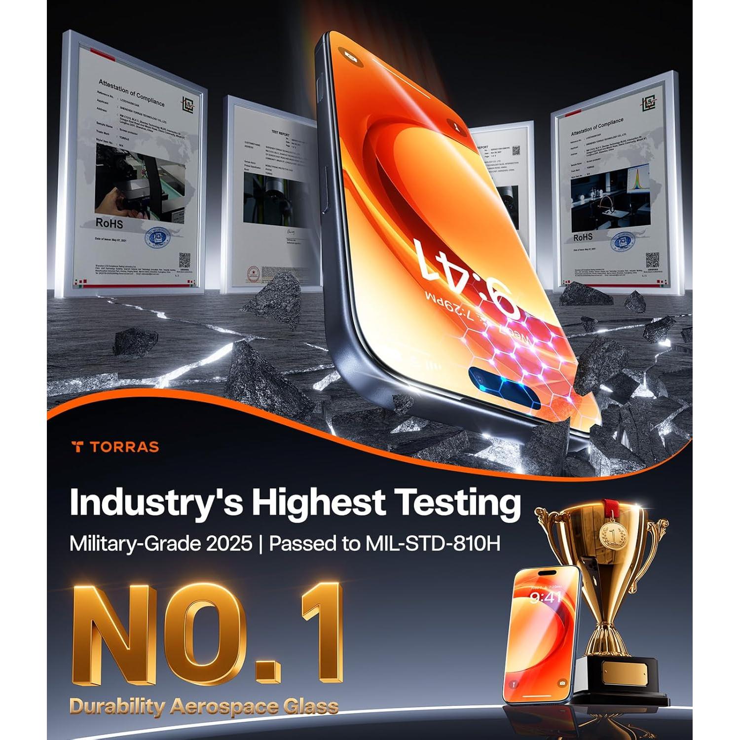 Protector de Pantalla TORRAS para iPhone 17 Pro Max 9H+