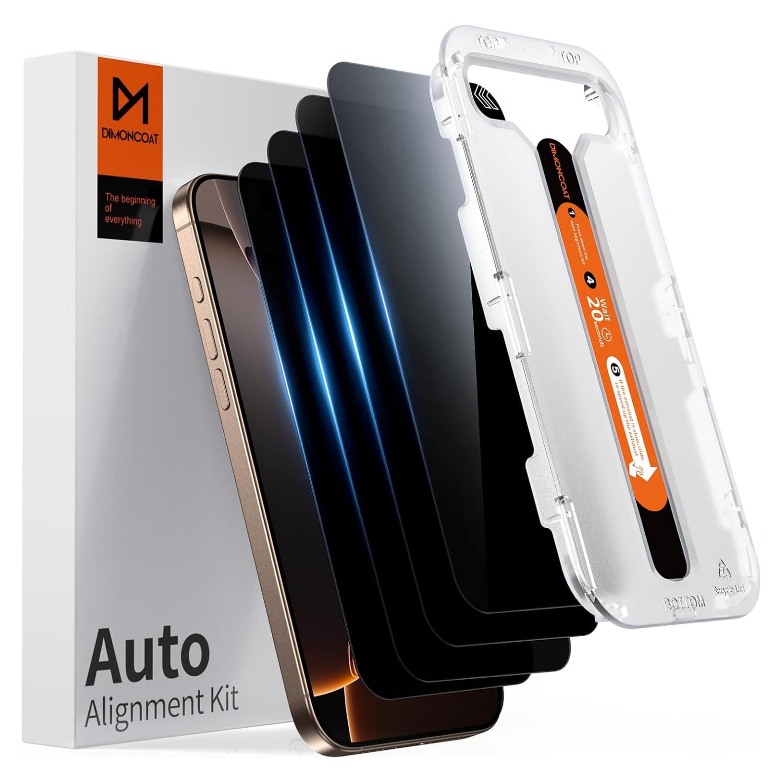 Protector de Pantalla Privado DIMONCOAT 4-Pack para iPhone 16 Pro Max