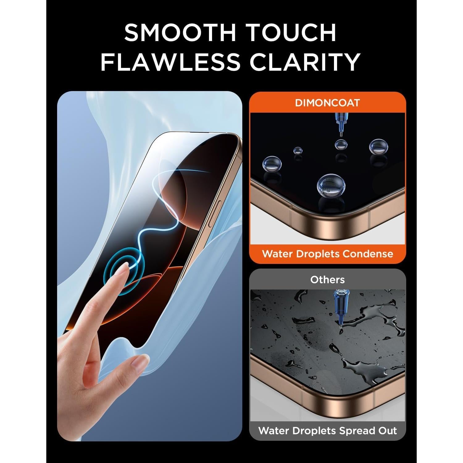 Protector de Pantalla Privado DIMONCOAT 4-Pack para iPhone 16 Pro Max