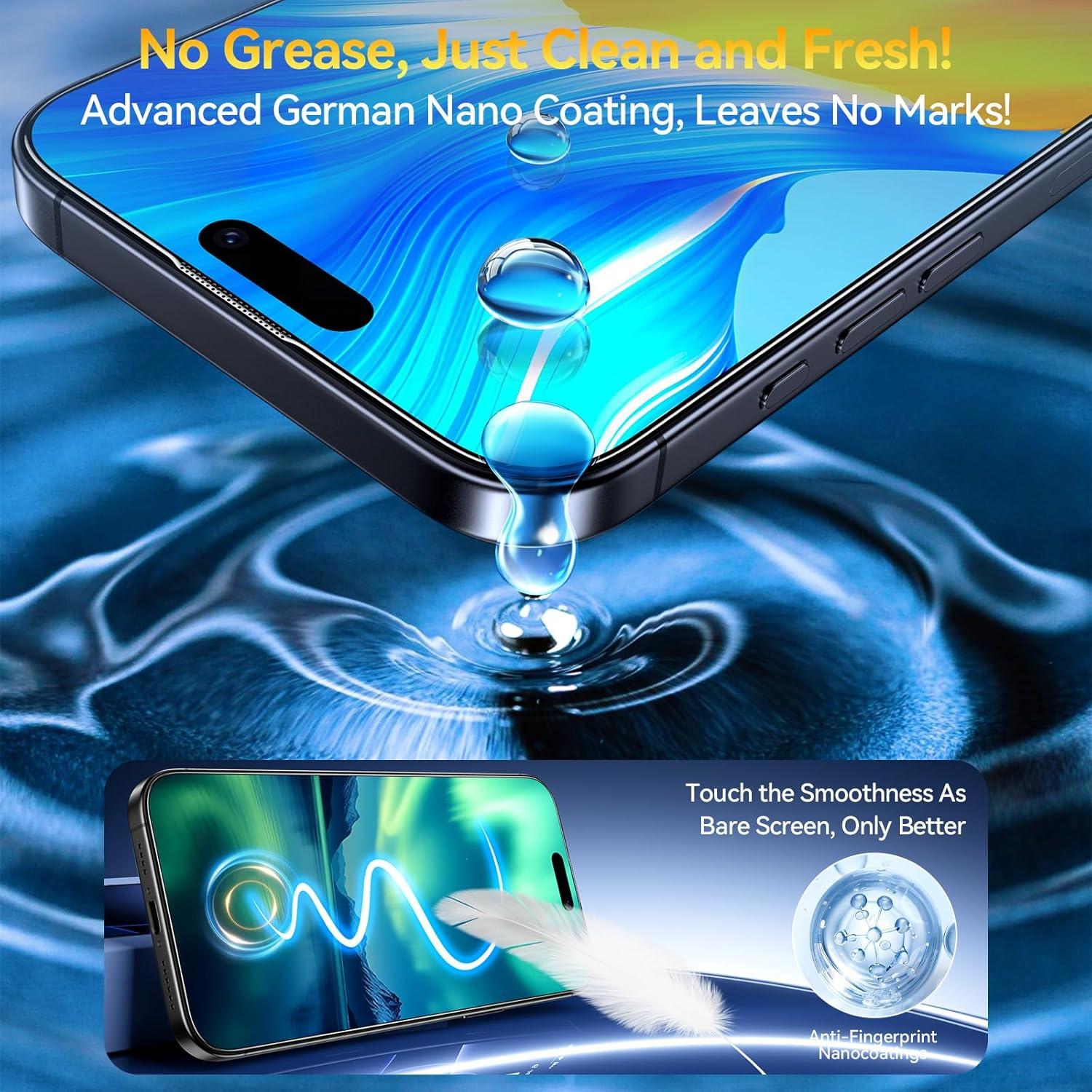 Protector de Pantalla Vidrio Templado Popoluku 9H para iPhone 16 Pro Max