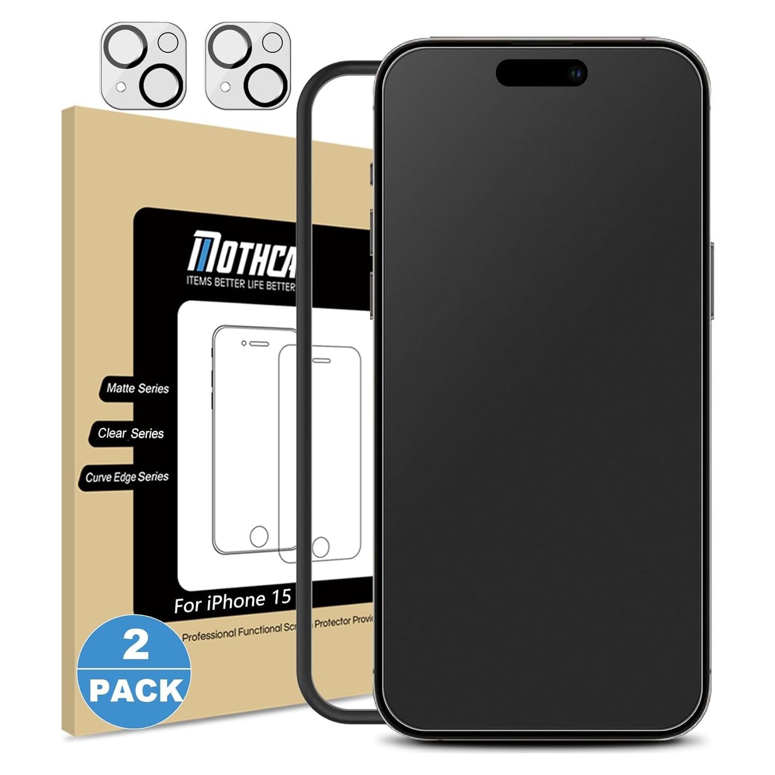 Protector de Pantalla Mate Mothca para iPhone 15 - 2 Piezas