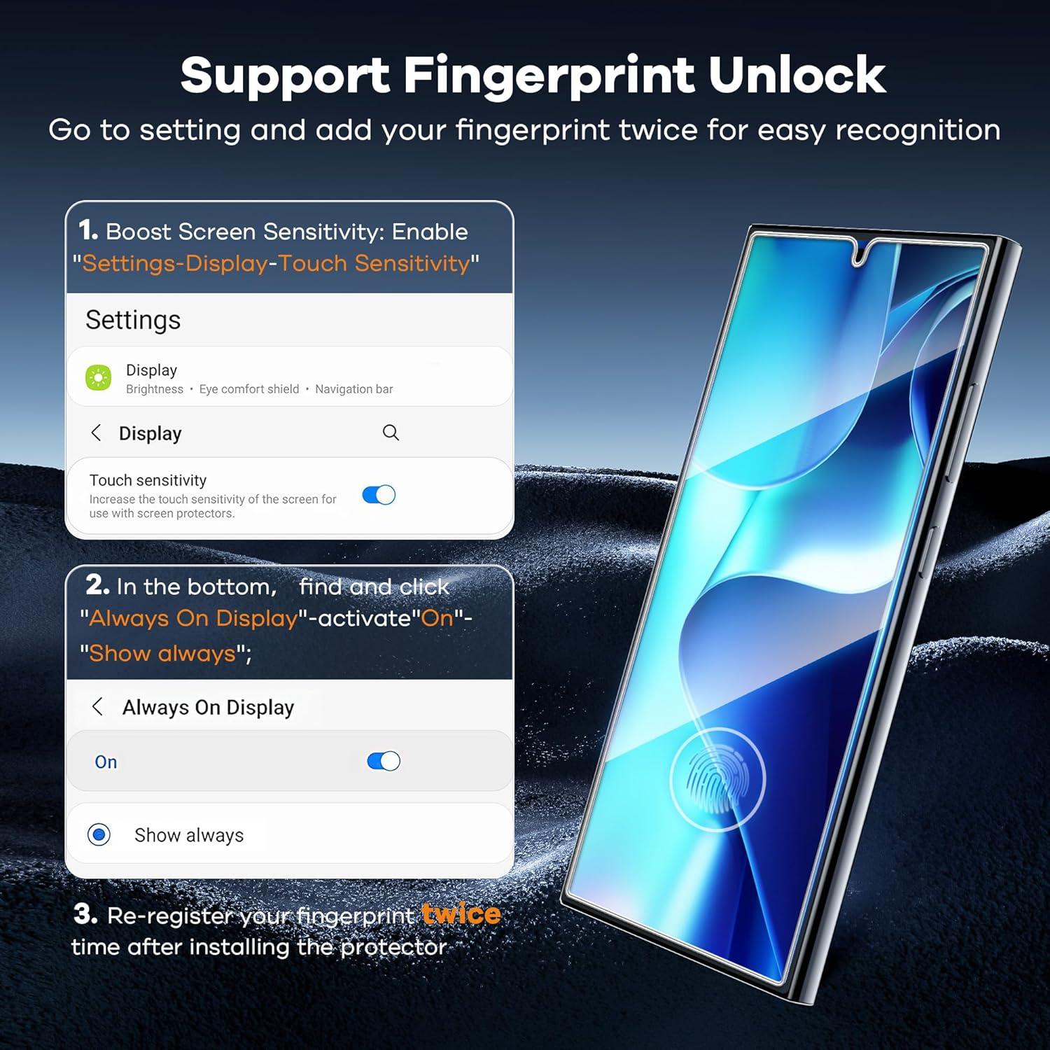 Protector de Pantalla FANGTIAN para Samsung Galaxy S24 Ultra 4 Pcs